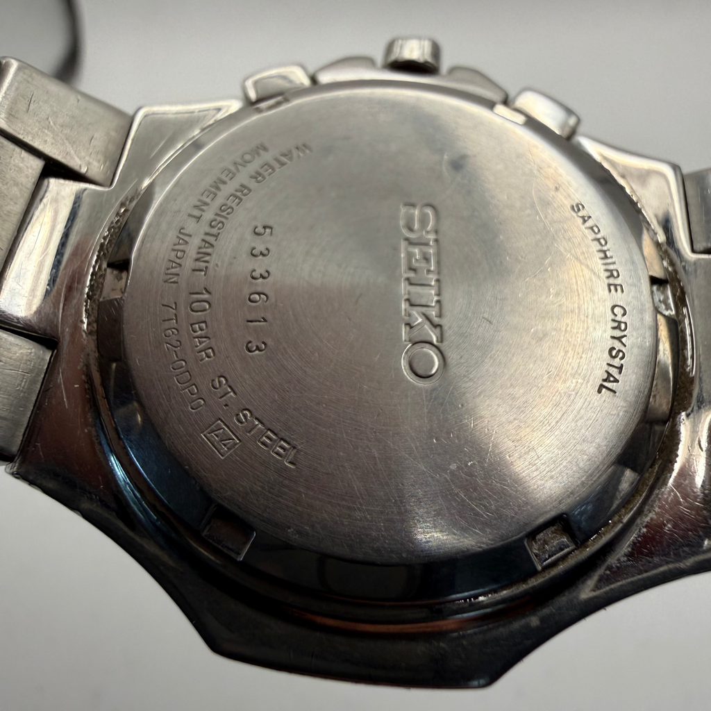 Seiko Chronograph Alarm 100M 7T62-0DP0 stainless steel watch- £95.00