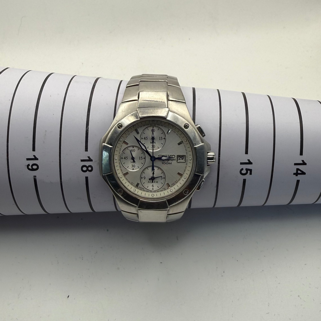 Seiko Chronograph Alarm 100M 7T62-0DP0 stainless steel watch- £95.00