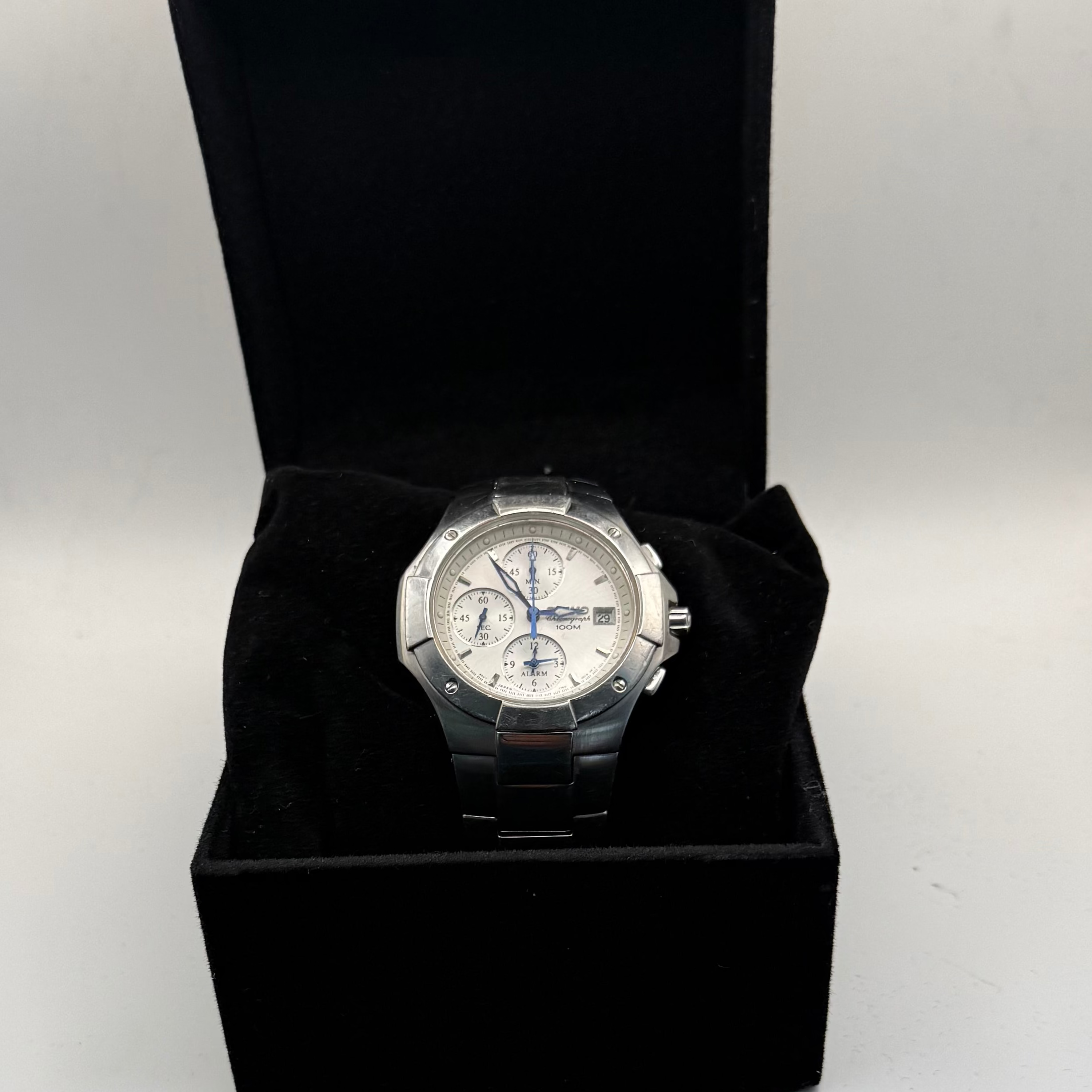 Seiko Chronograph Alarm 100M 7T62-0DP0 stainless steel watch- £95.00