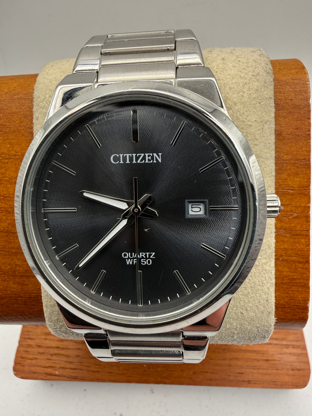 Citizen Quartz WR50 Black Dial Date Stainless Steel Watch GN-4-S | 292805 | 18cm Bracelet- £70.00