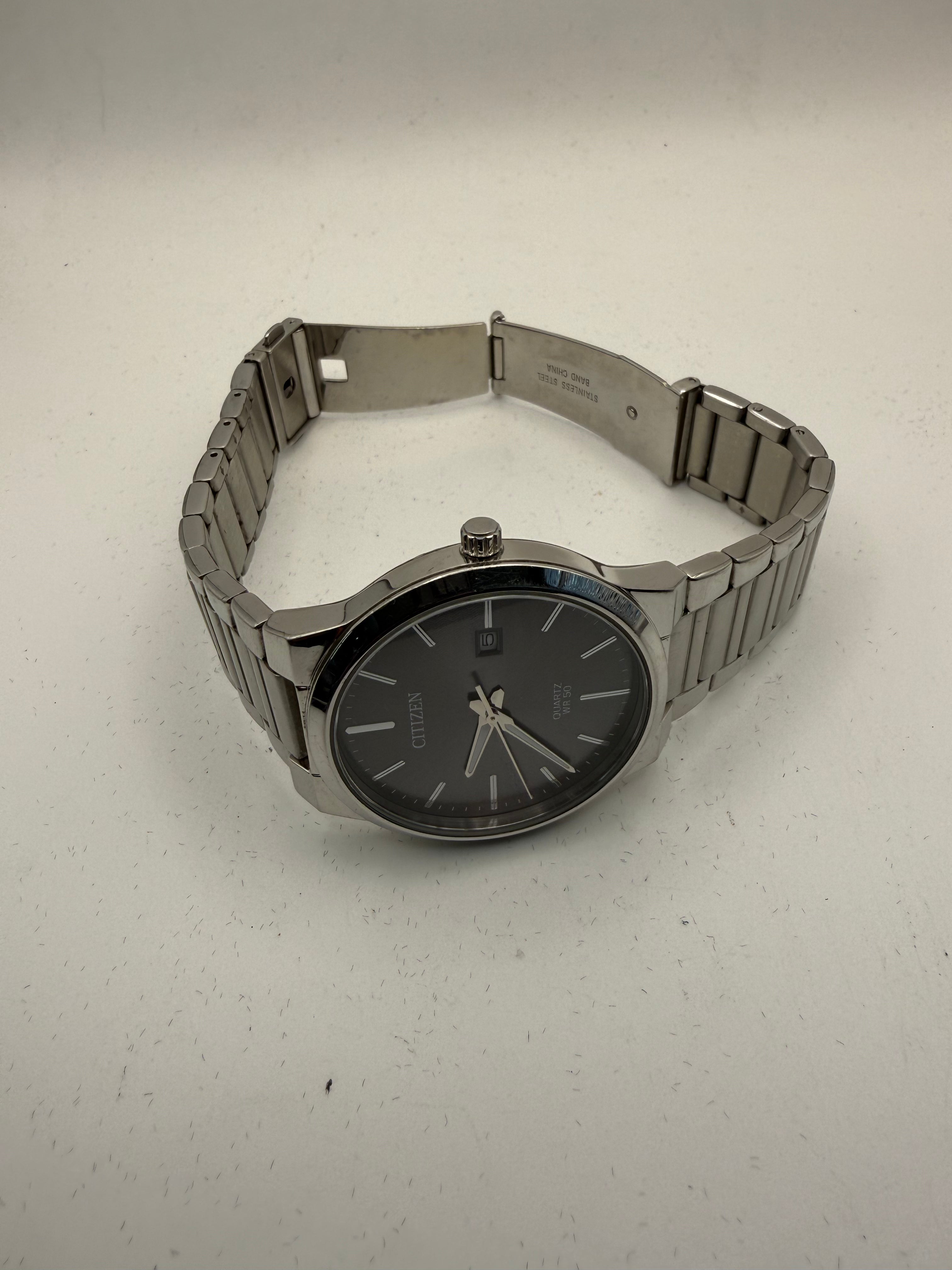 Citizen Quartz WR50 Black Dial Date Stainless Steel Watch GN-4-S | 292805 | 18cm Bracelet- £70.00