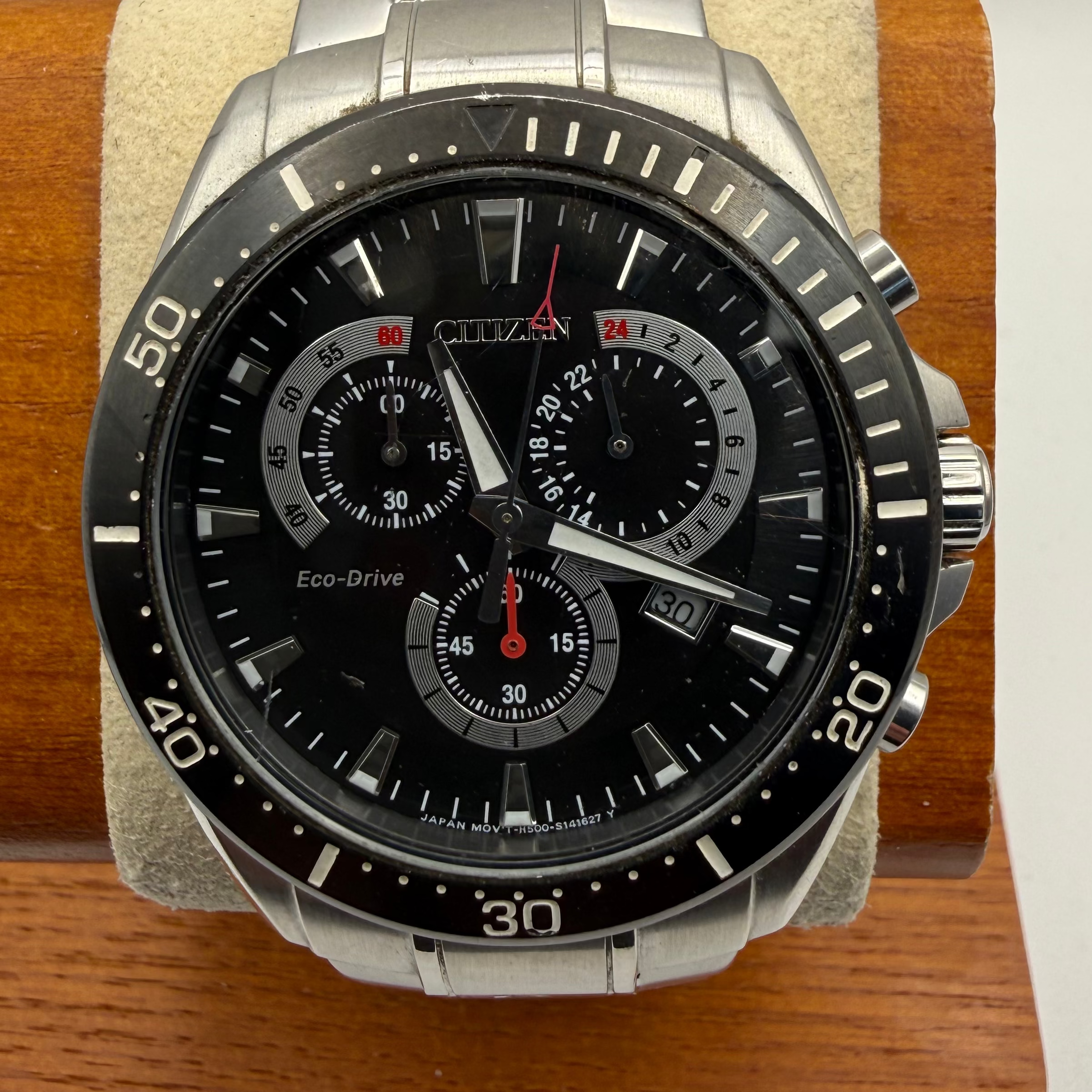 Citizen Eco-Drive Chronograph GN-4W-S Stainless Steel Diver Style Watch – Black dial- £130.00