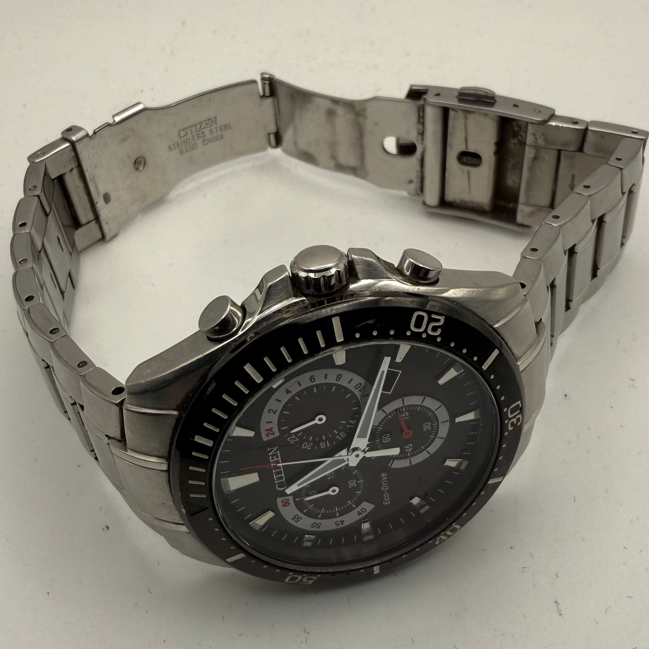 Citizen Eco-Drive Chronograph GN-4W-S Stainless Steel Diver Style Watch – Black dial- £130.00