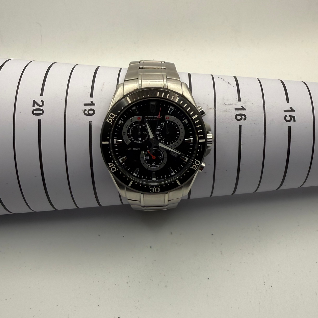 Citizen Eco-Drive Chronograph GN-4W-S Stainless Steel Diver Style Watch – Black dial- £130.00