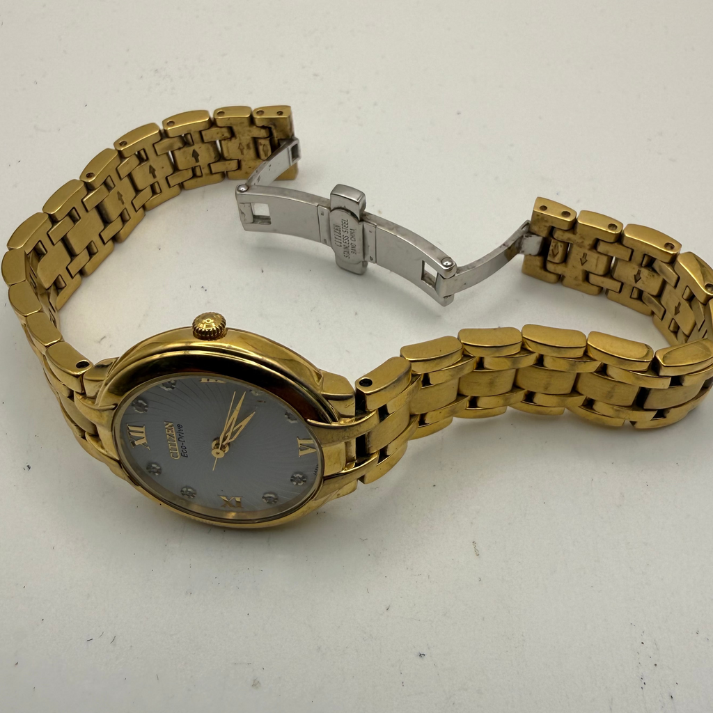 Citizen Eco-Drive Ladies Gold Tone Crystal Dial Watch E031 (Fully Tested and Working)- £40.00