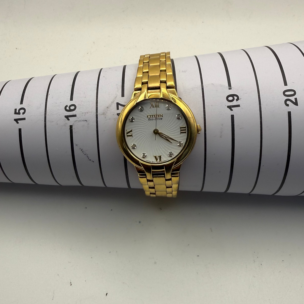 Citizen Eco-Drive Ladies Gold Tone Crystal Dial Watch E031 (Fully Tested and Working)- £40.00