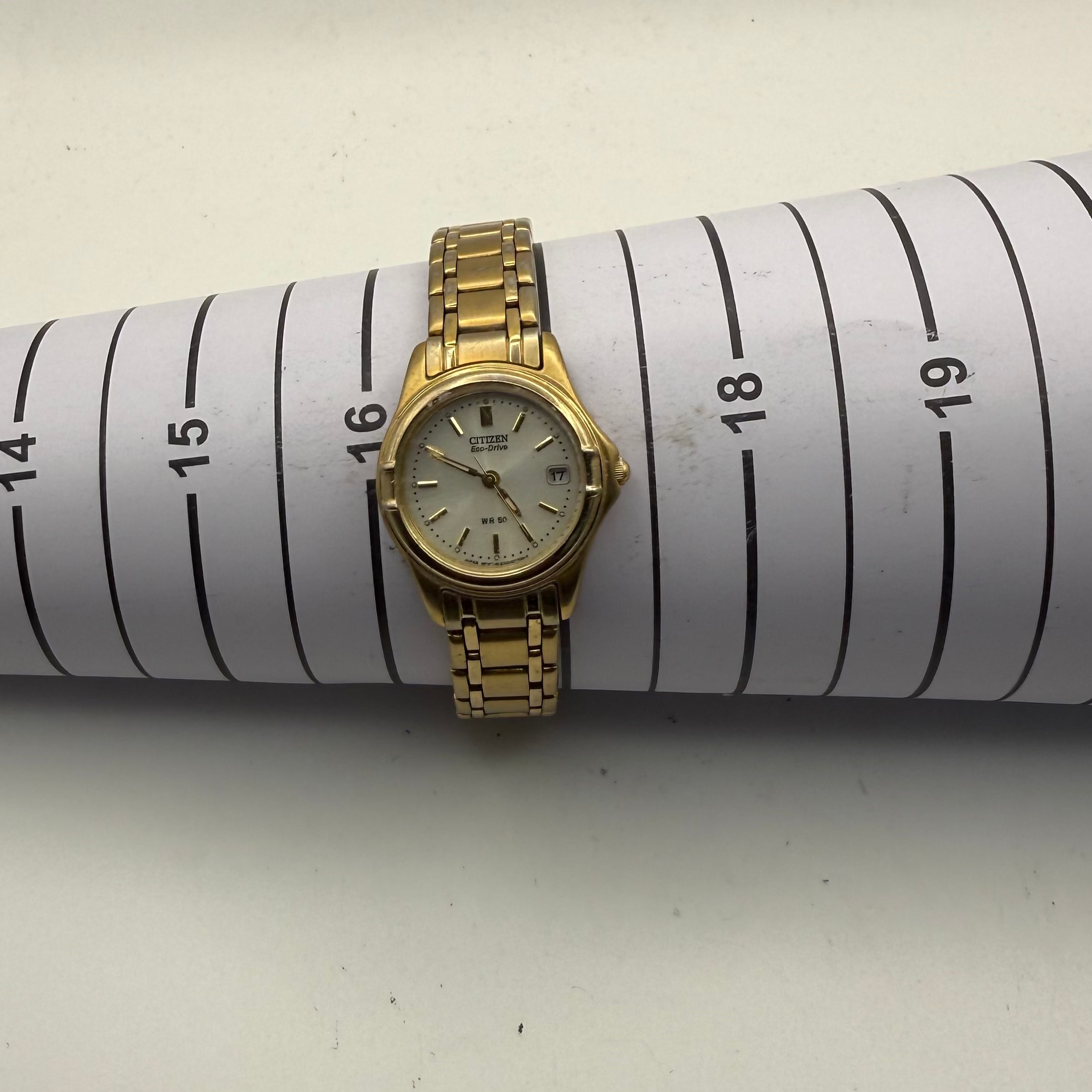 Citizen Eco-Drive Ladies Gold Tone Date WR50 Watch GN-0-S (Fully Tested and Working)- £40.00