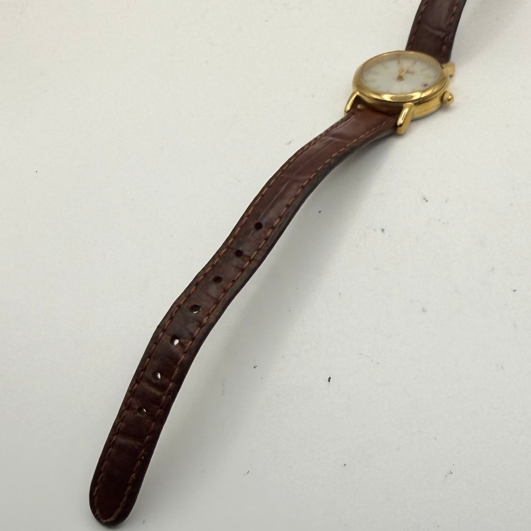 Citizen Eco-Drive Ladies Gold Tone Date Watch White Dial Leather Strap (Fully Tested and Working)- £40.00