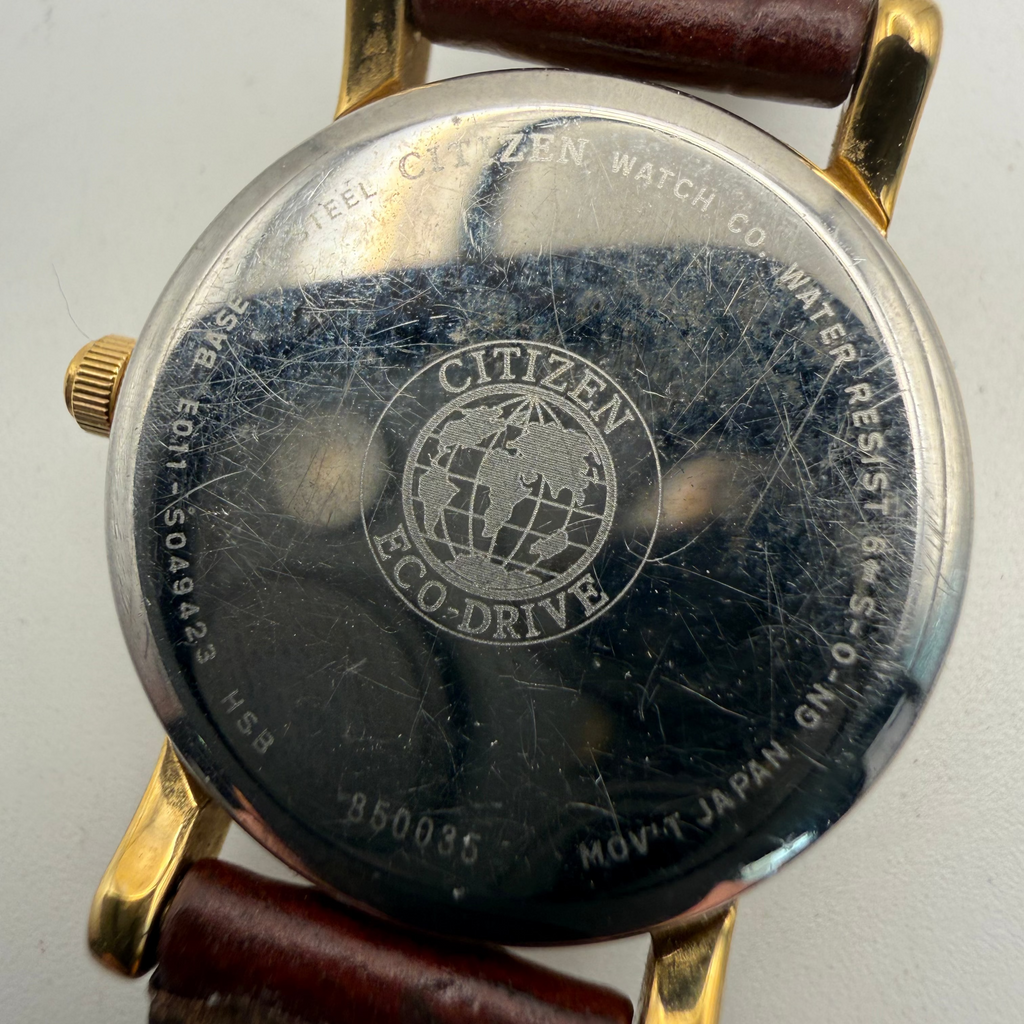 Citizen Eco-Drive Ladies Gold Tone Date Watch White Dial Leather Strap (Fully Tested and Working)- £40.00