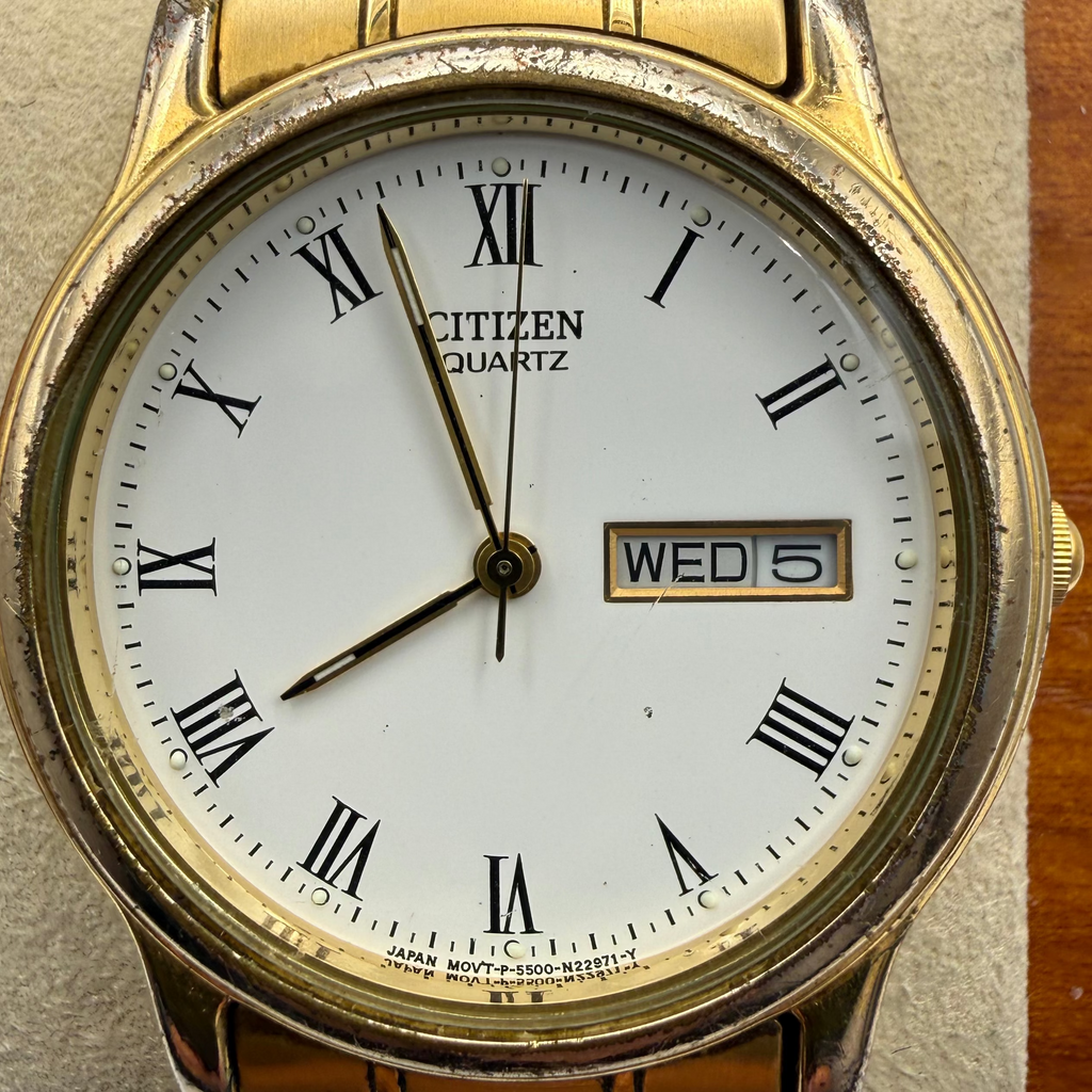 Citizen Quartz Day-Date Gold Tone Classic Dress Watch | Fully Tested & Working- £30.00
