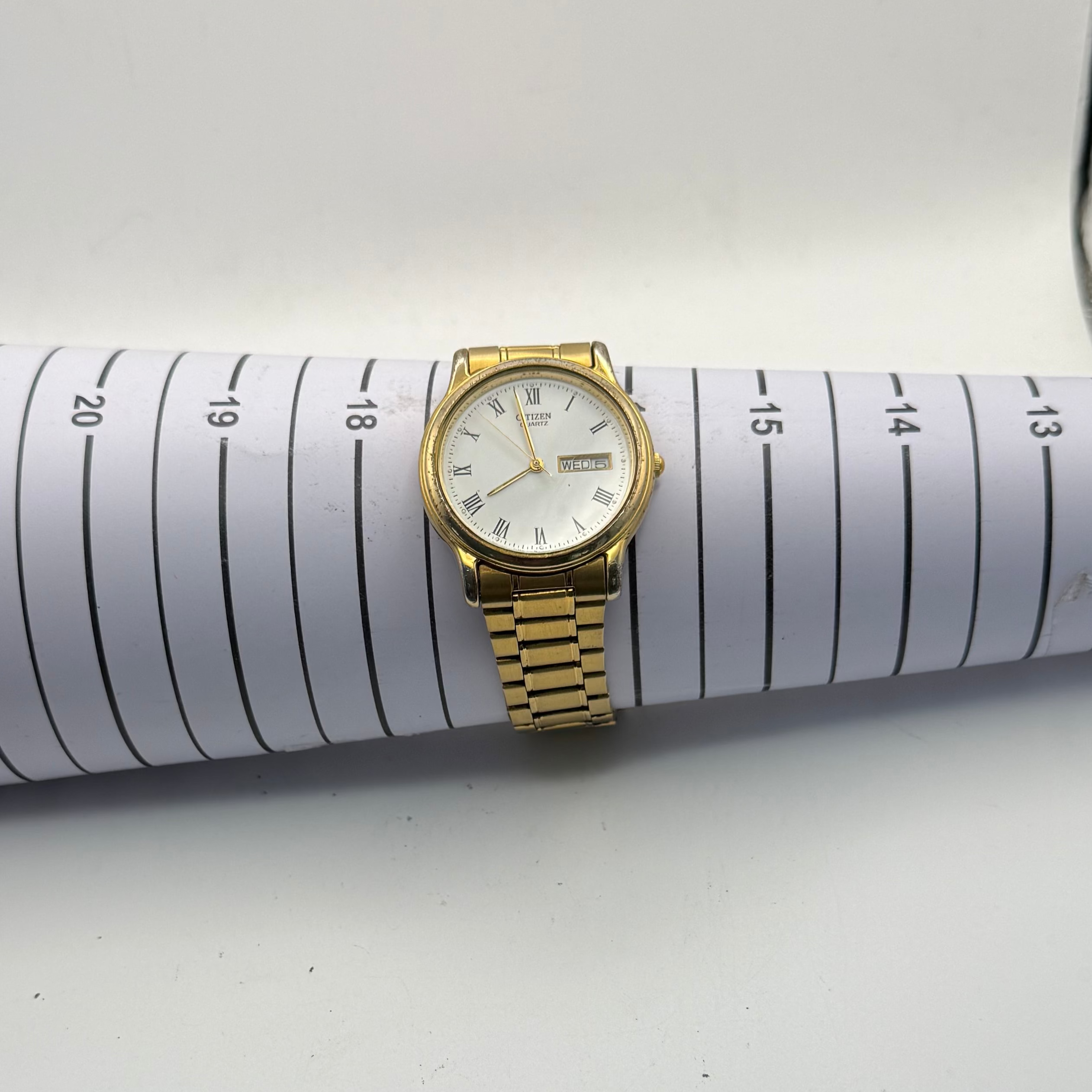Citizen Quartz Day-Date Gold Tone Classic Dress Watch | Fully Tested & Working- £30.00