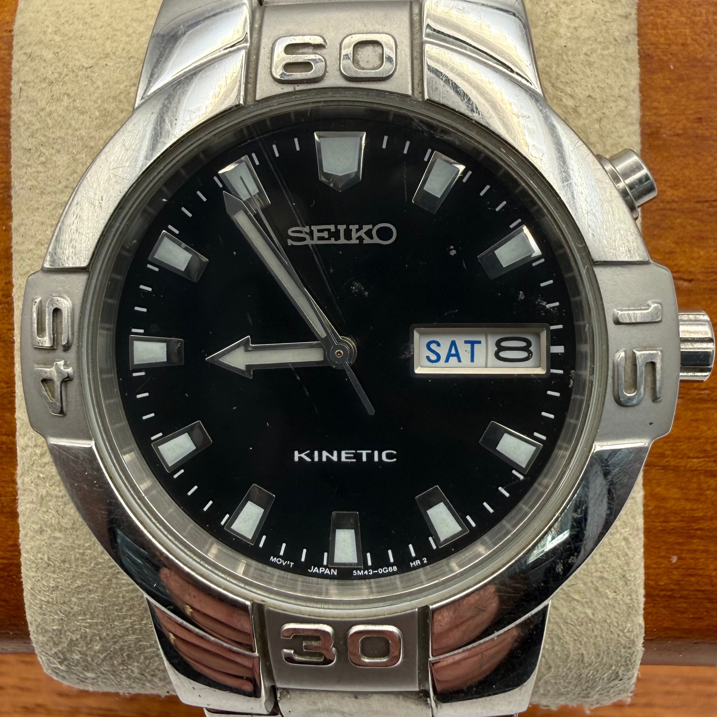 Seiko Kinetic Day-Date Black Dial Stainless Steel Watch | Fully Tested & Working- £50.00
