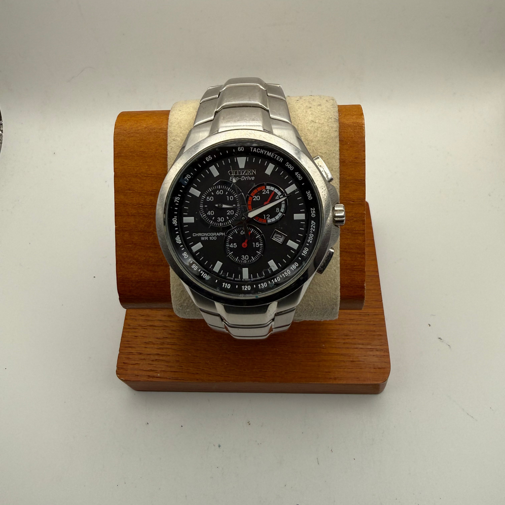 Citizen Eco-Drive Chronograph H500 Stainless Steel Watch 45mm (Pre-Owned) – Fully Tested & Working- £80.00