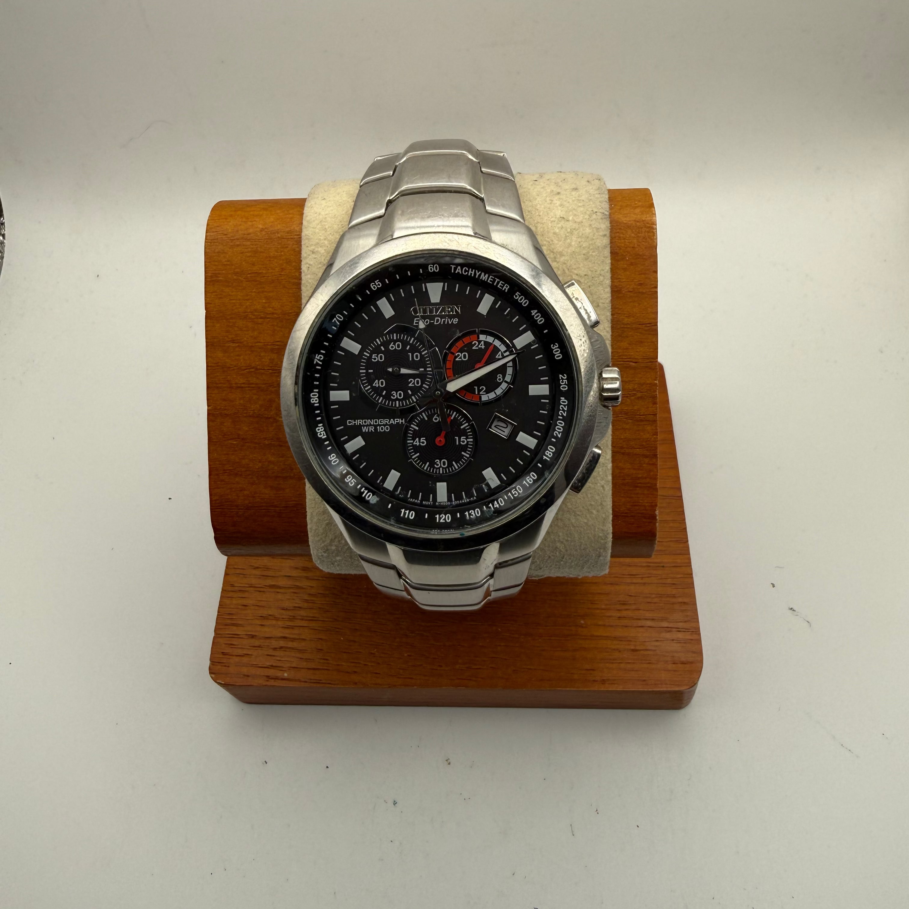 Citizen Eco-Drive Chronograph H500 Stainless Steel Watch 45mm (Pre-Owned) – Fully Tested & Working- £80.00