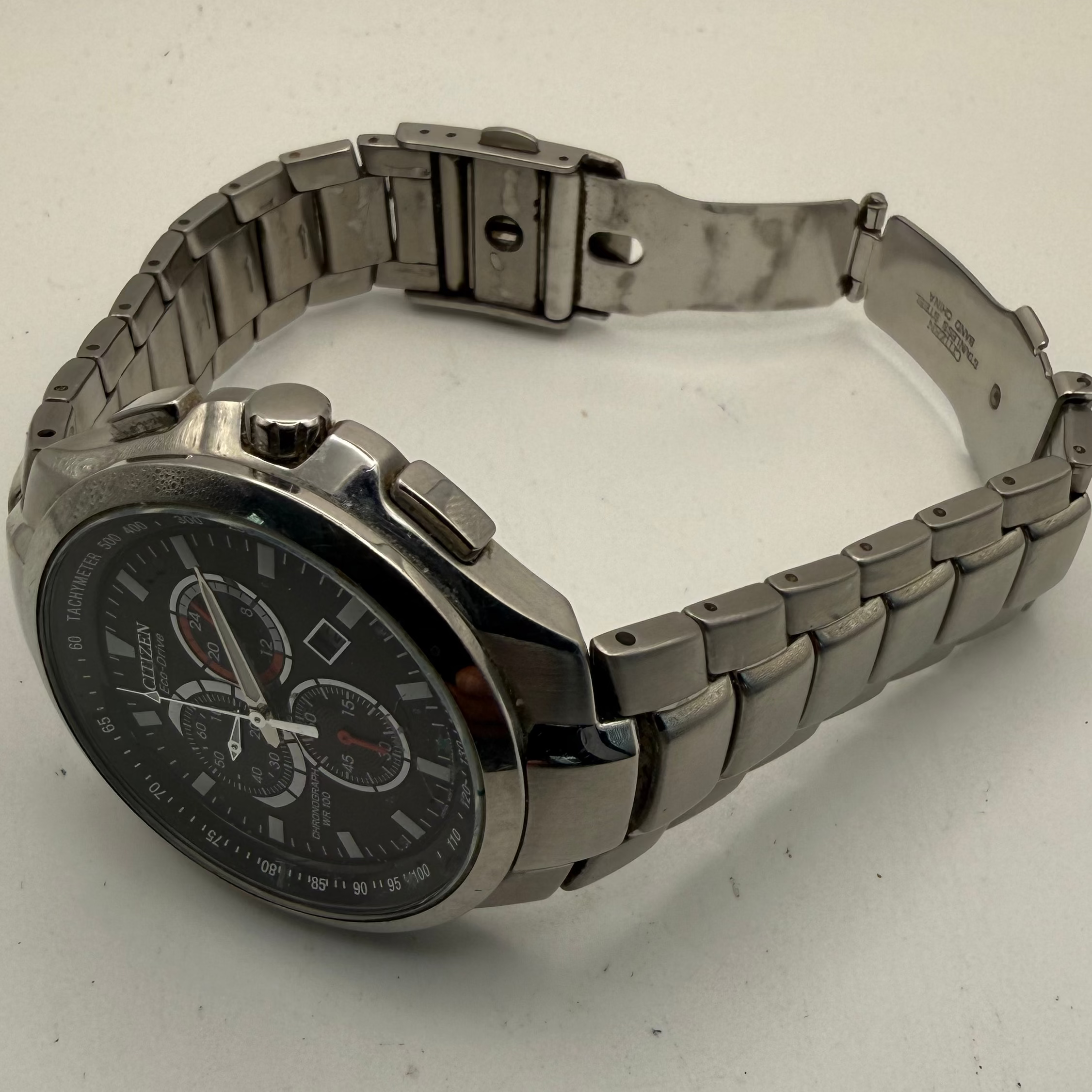 Citizen Eco-Drive Chronograph H500 Stainless Steel Watch 45mm (Pre-Owned) – Fully Tested & Working- £80.00