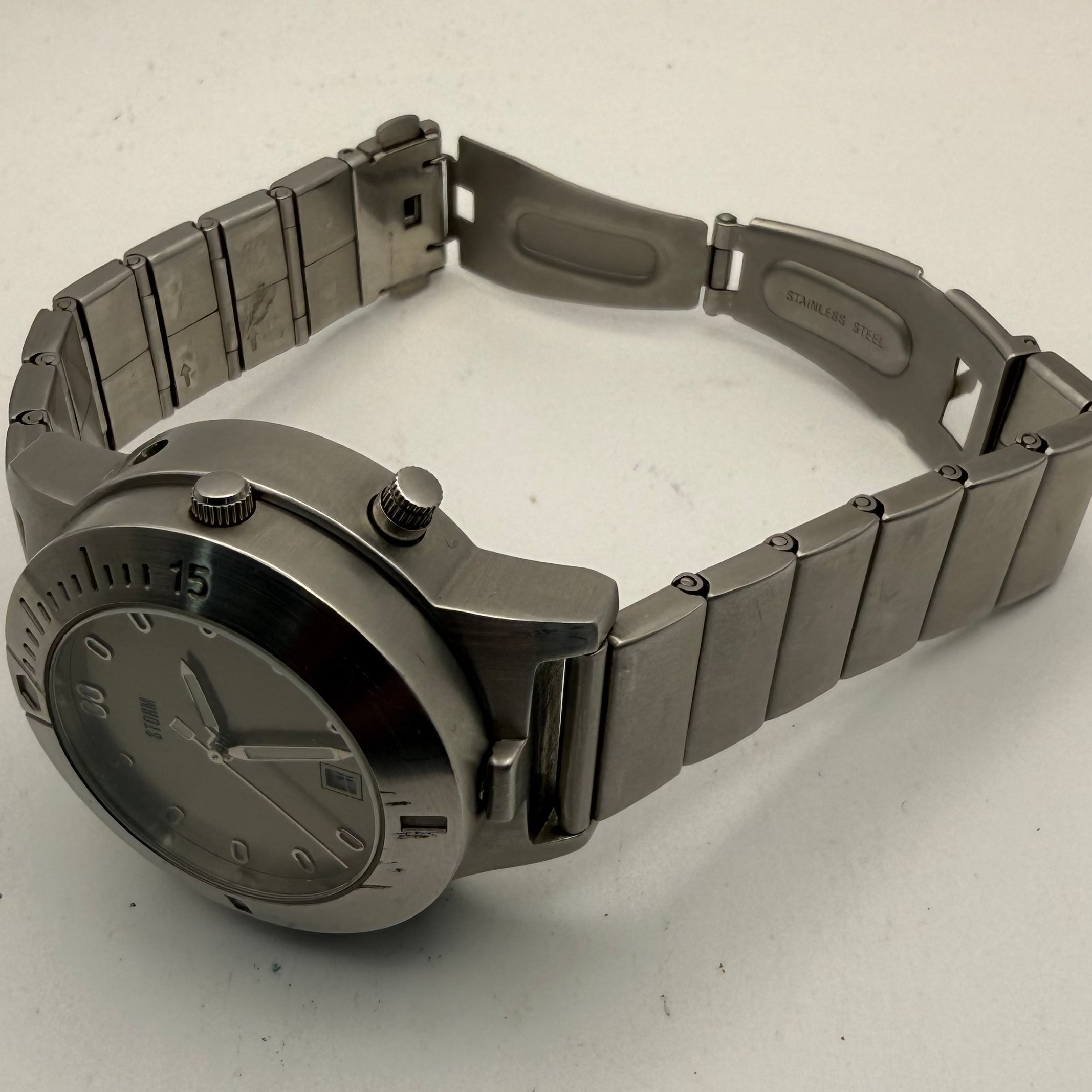 STORM Techno-Light Watch 43.5mm Stainless Steel Modular LED Light – Working – Read- £75.00