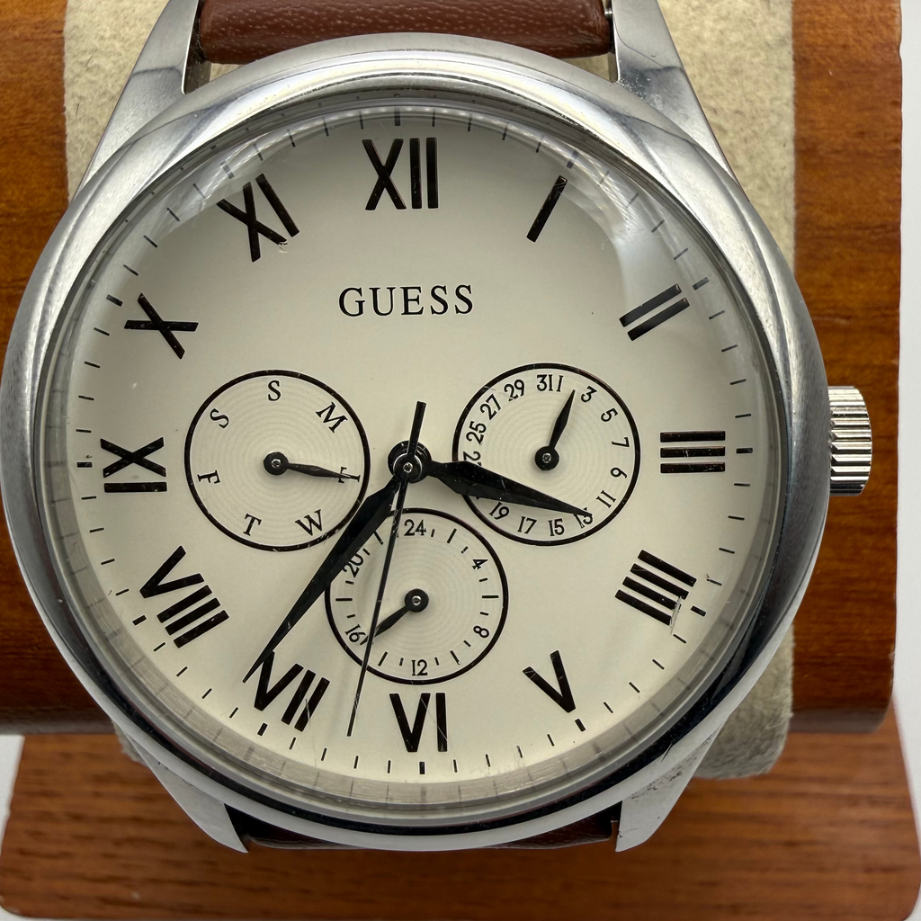 GUESS Classic Multi-Dial Watch – 42mm – New Leather Strap – Pre-Loved- £70.00