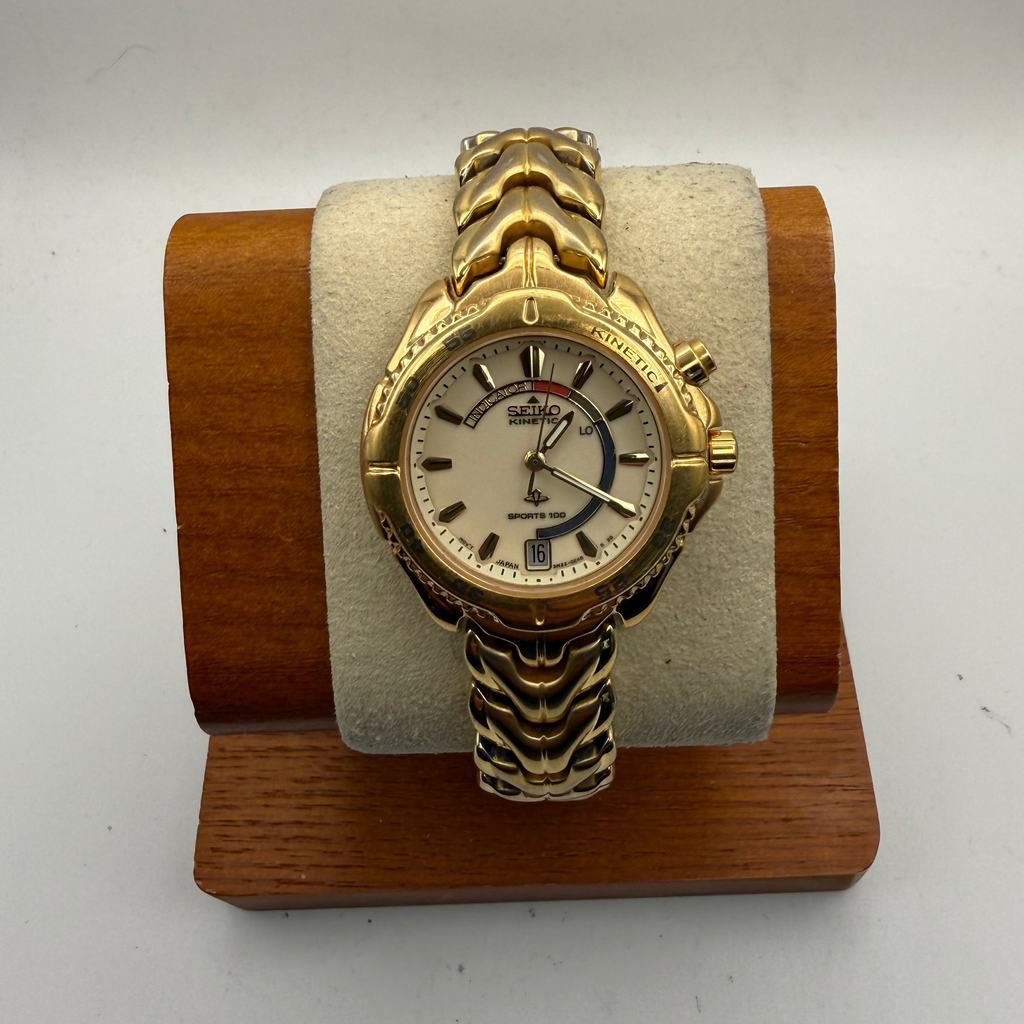 Seiko Kinetic Sports 100 3M22-0B90 Gold Tone Bracelet Watch- £180.00