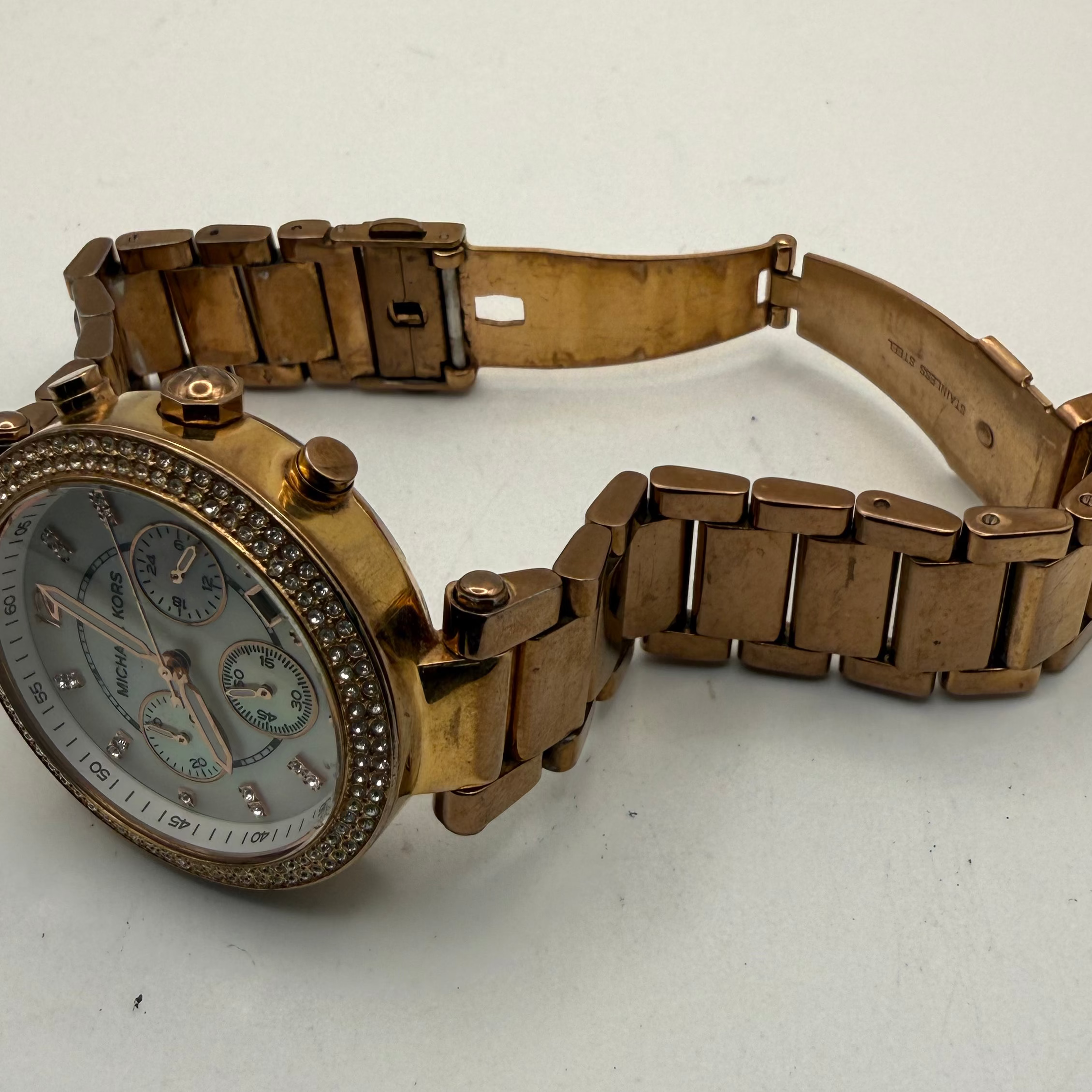 Michael Kors MK5491 Rose Gold Chronograph Crystal Bezel Watch Bracelet (Fully Tested and Working)- £40.00