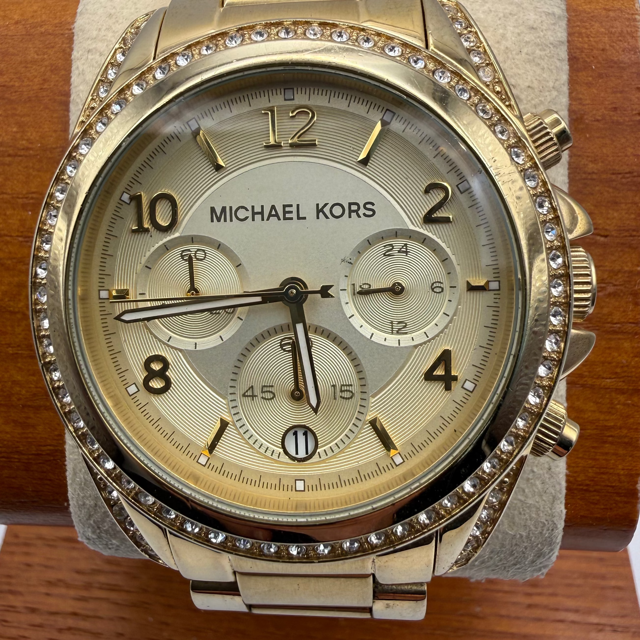 Michael Kors MK5166 Gold Chronograph Crystal Bezel Watch Bracelet- £40.00