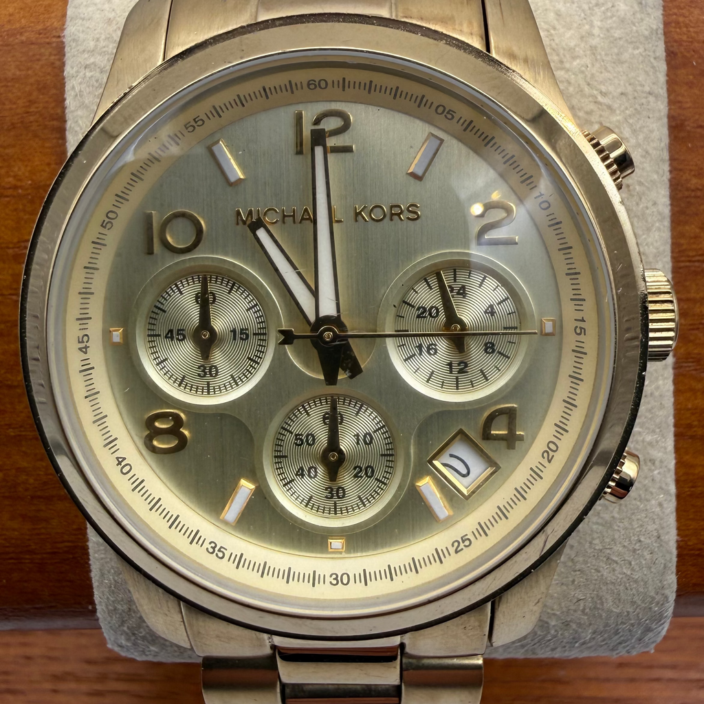 Michael Kors MK5055 Gold Chronograph Watch Date Dial Bracelet- £40.00