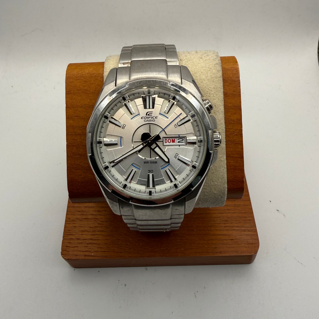 Casio Edifice EFR-102 Day Date Watch – 45mm | 19cm Bracelet | Stainless Steel Classic- £70.00