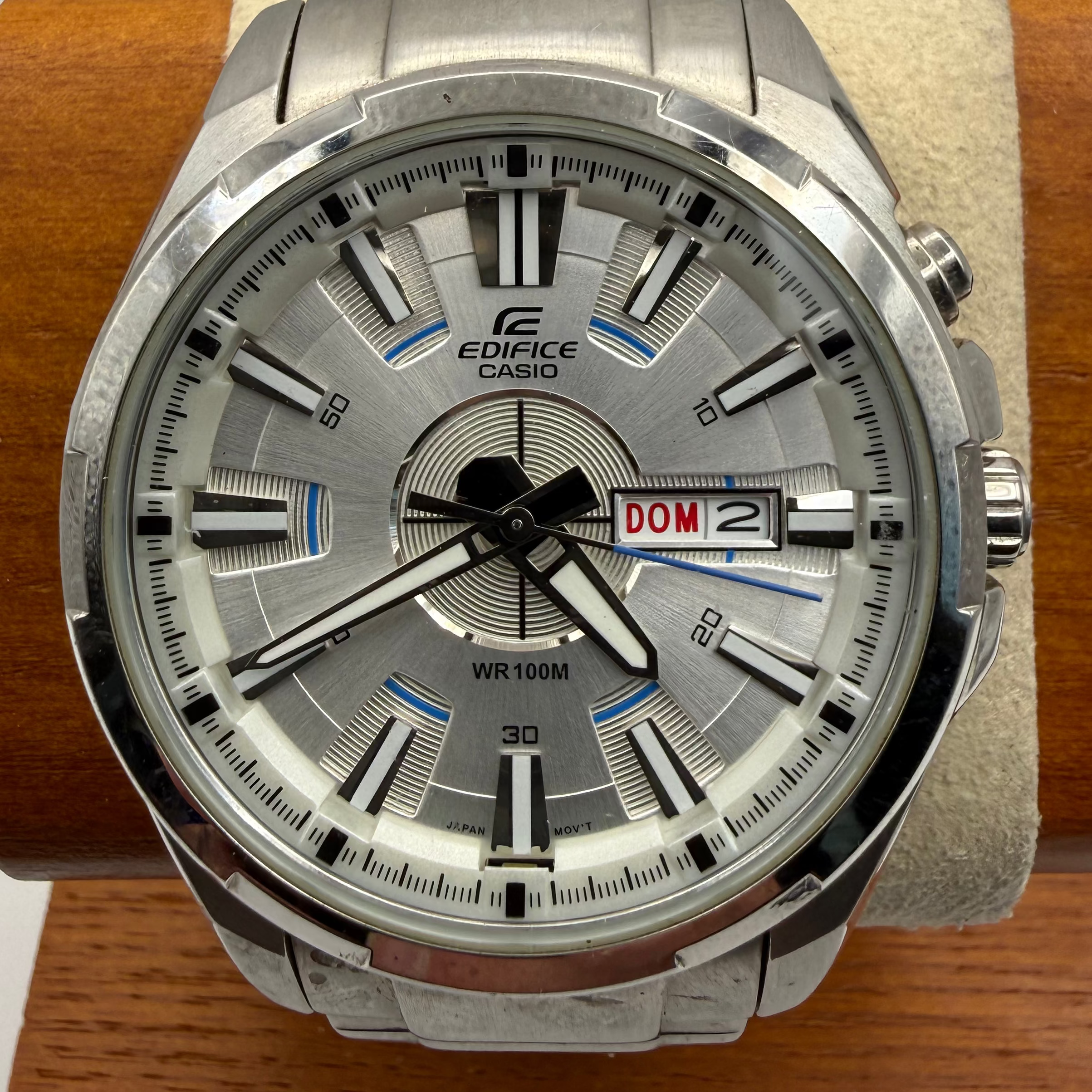 Casio Edifice EFR-102 Day Date Watch – 45mm | 19cm Bracelet | Stainless Steel Classic- £70.00
