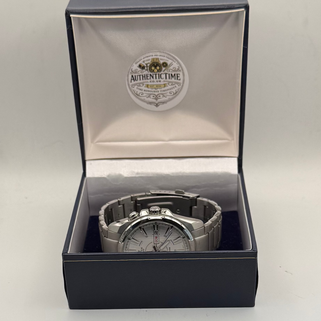 Casio Edifice EFR-102 Day Date Watch – 45mm | 19cm Bracelet | Stainless Steel Classic- £70.00