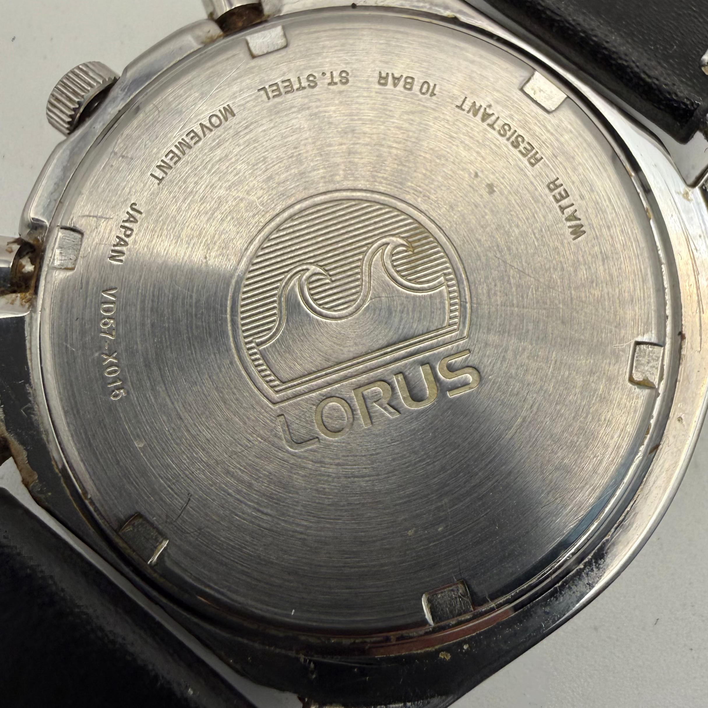 Lorus VD57-X016 Chronograph 100m Black Dial Watch Date New Leather Strap- £70.00
