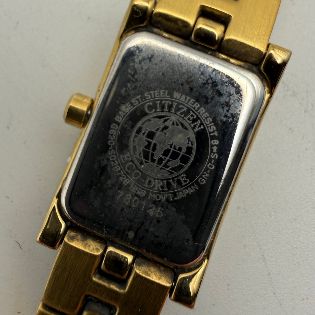 Citizen Eco-Drive Ladies Gold Tone Diamond Style Bracelet Watch 16mm 15cm FULLY TESTED AND WORKING- £40.00
