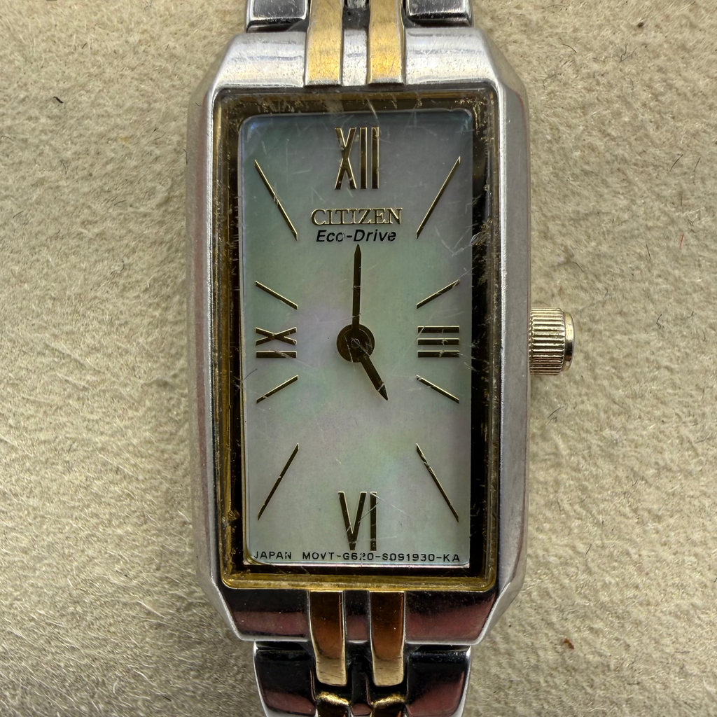 Citizen Eco-Drive Ladies Gold Tone Diamond Style Bracelet Watch 15mm 16.5cm FULLY TESTED AND WORKING- £40.00