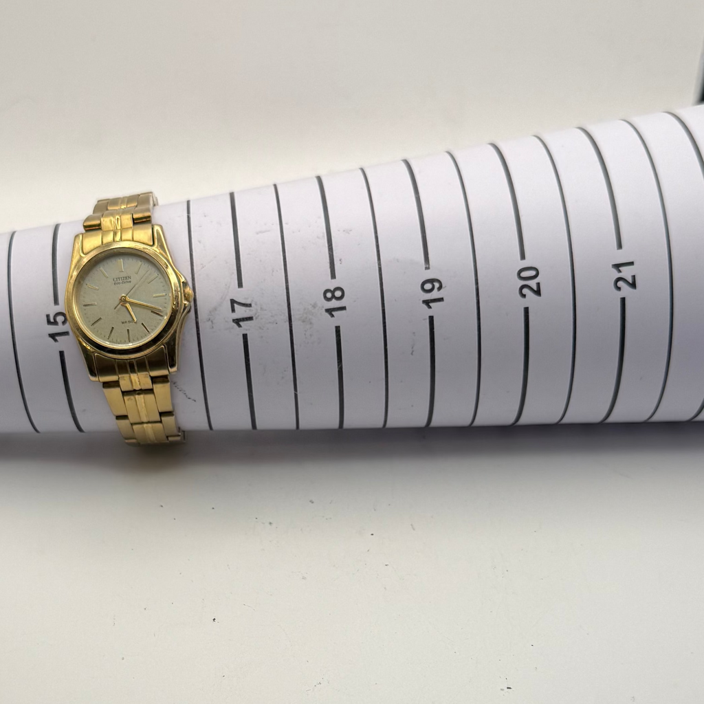 Citizen Eco-Drive Ladies Gold Tone Bracelet Watch 27mm 16cm FULLY TESTED AND WORKING- £40.00