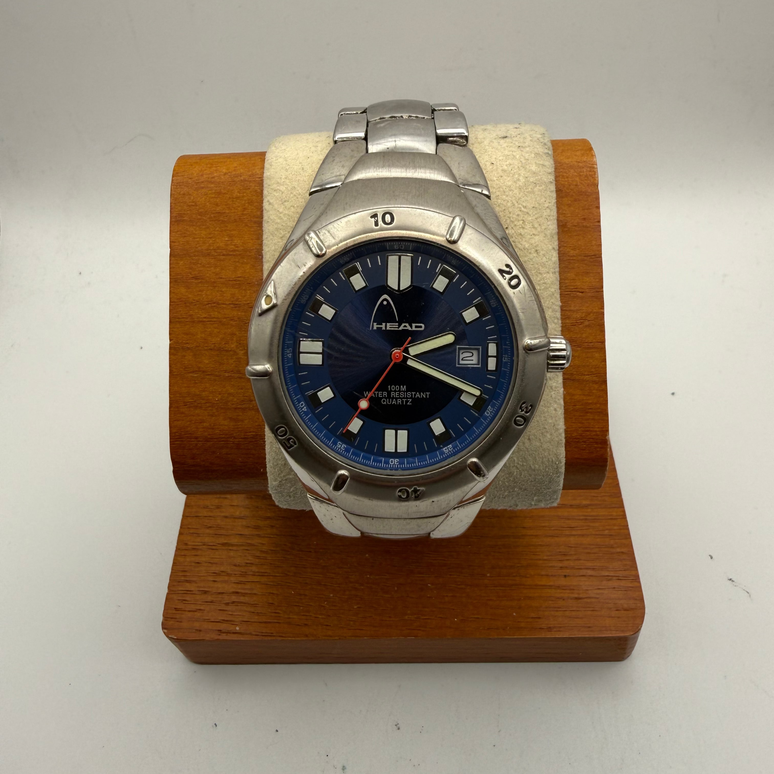 HEAD Diver Style Blue Dial 100M Watch 43.5mm – FULLY TESTED AND WORKING- £40.00