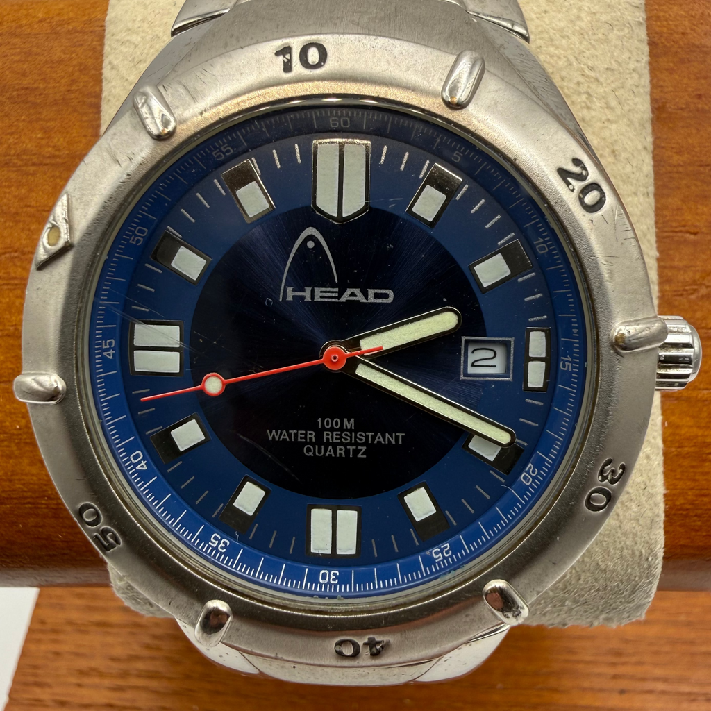 HEAD Diver Style Blue Dial 100M Watch 43.5mm – FULLY TESTED AND WORKING- £40.00