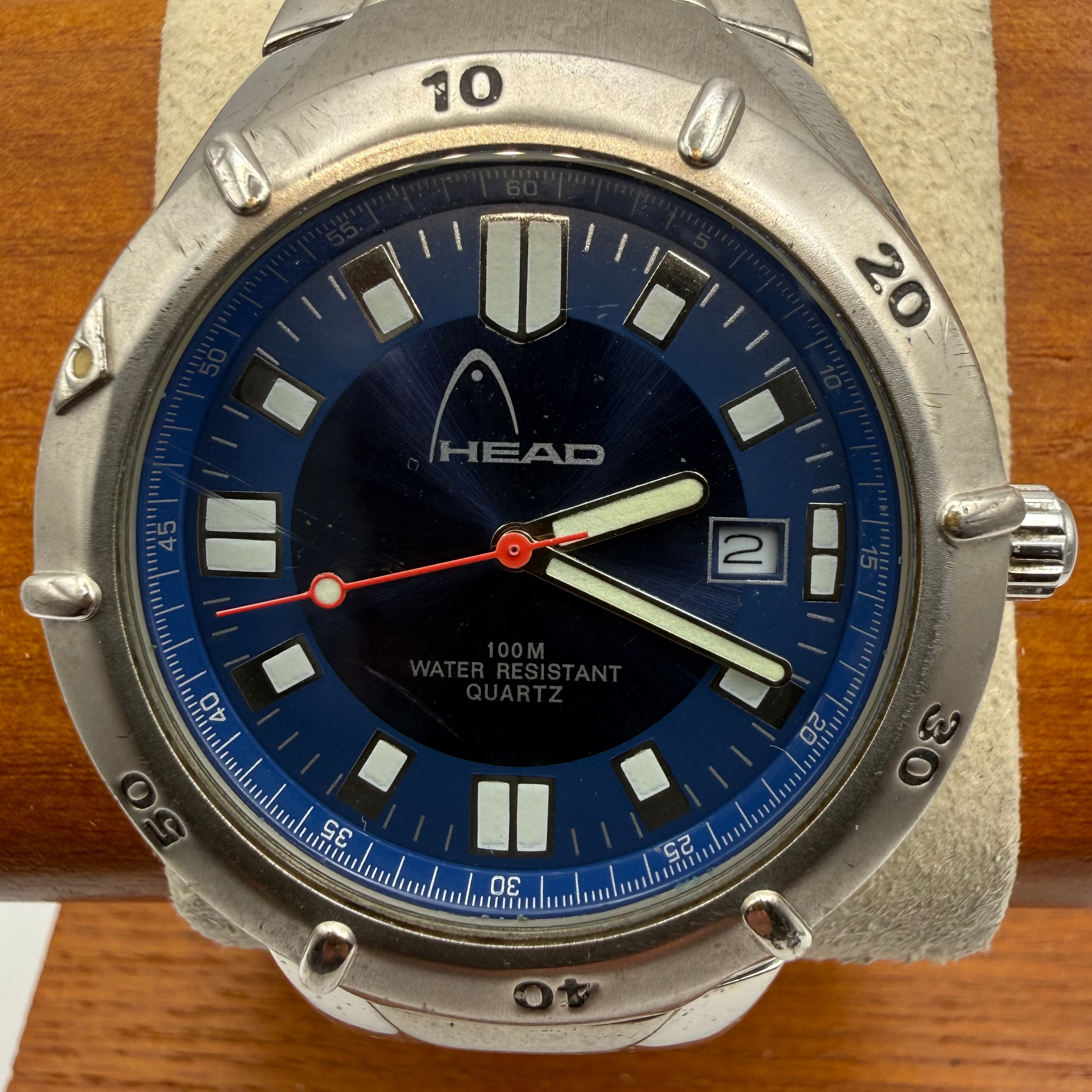 HEAD Diver Style Blue Dial 100M Watch 43.5mm – FULLY TESTED AND WORKING- £40.00
