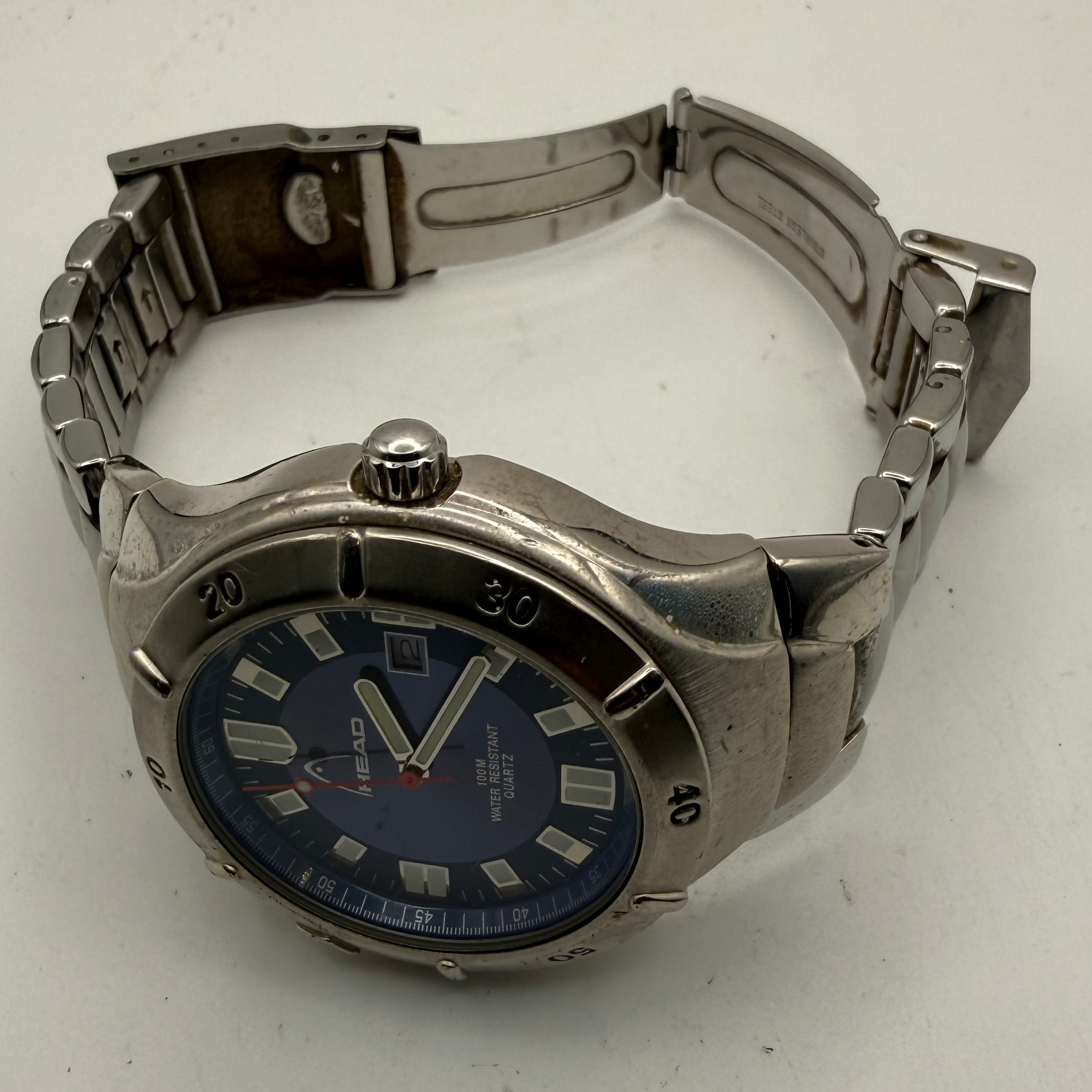 HEAD Diver Style Blue Dial 100M Watch 43.5mm – FULLY TESTED AND WORKING- £40.00