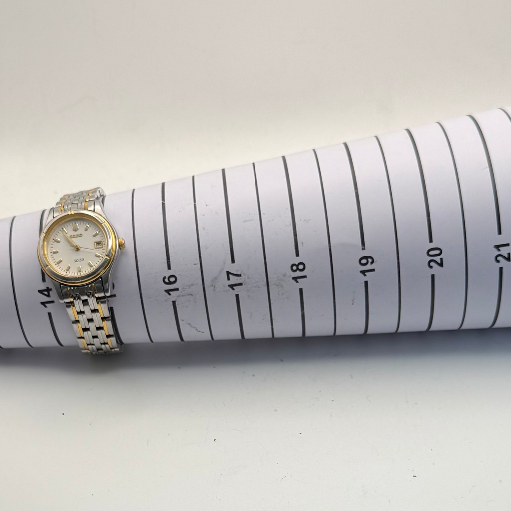 Seiko SQ50 Two Tone Ladies Bracelet Watch Date 27.5mm 15cm FULLY TESTED AND WORKING- £75.00