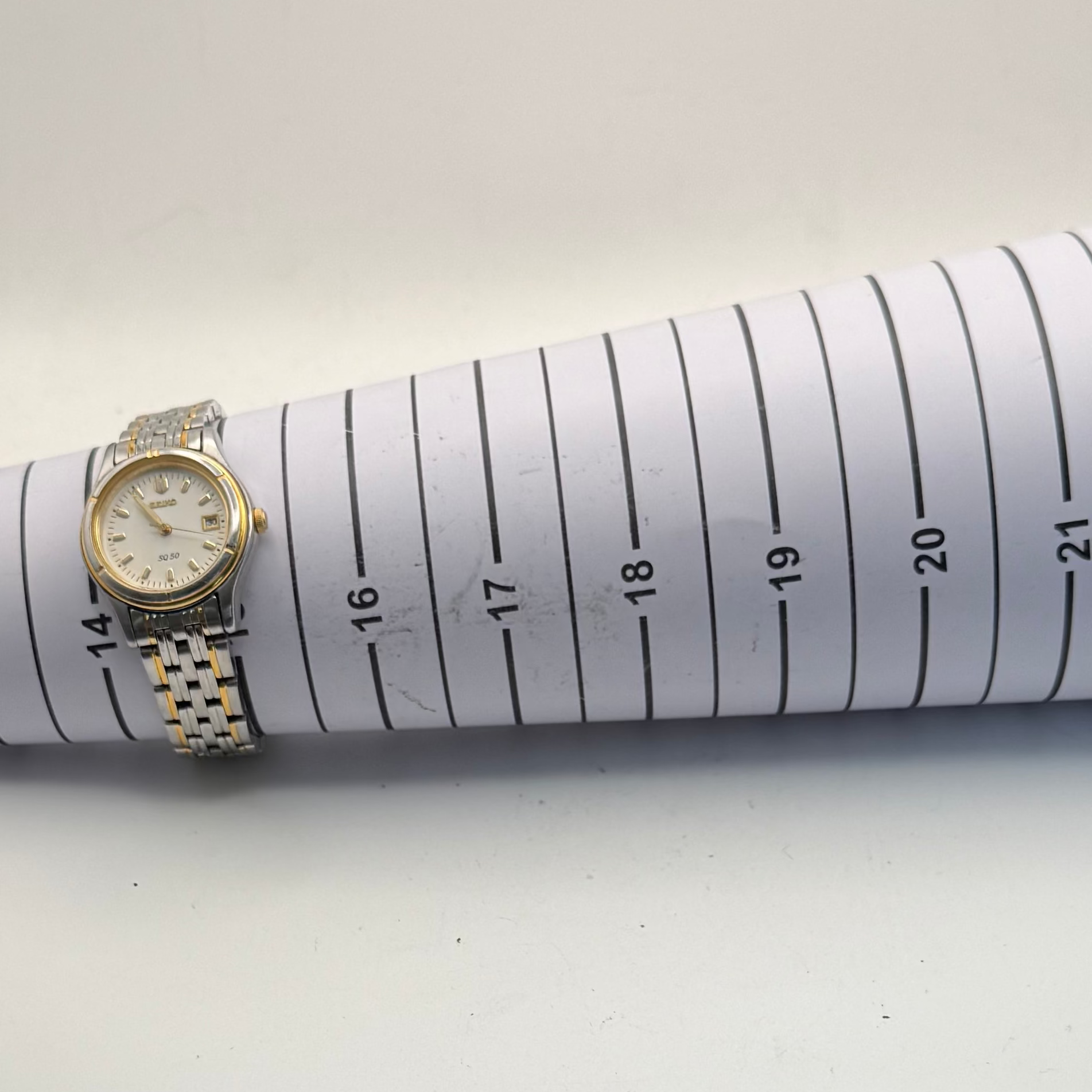 Seiko SQ50 Two Tone Ladies Bracelet Watch Date 27.5mm 15cm FULLY TESTED AND WORKING- £75.00