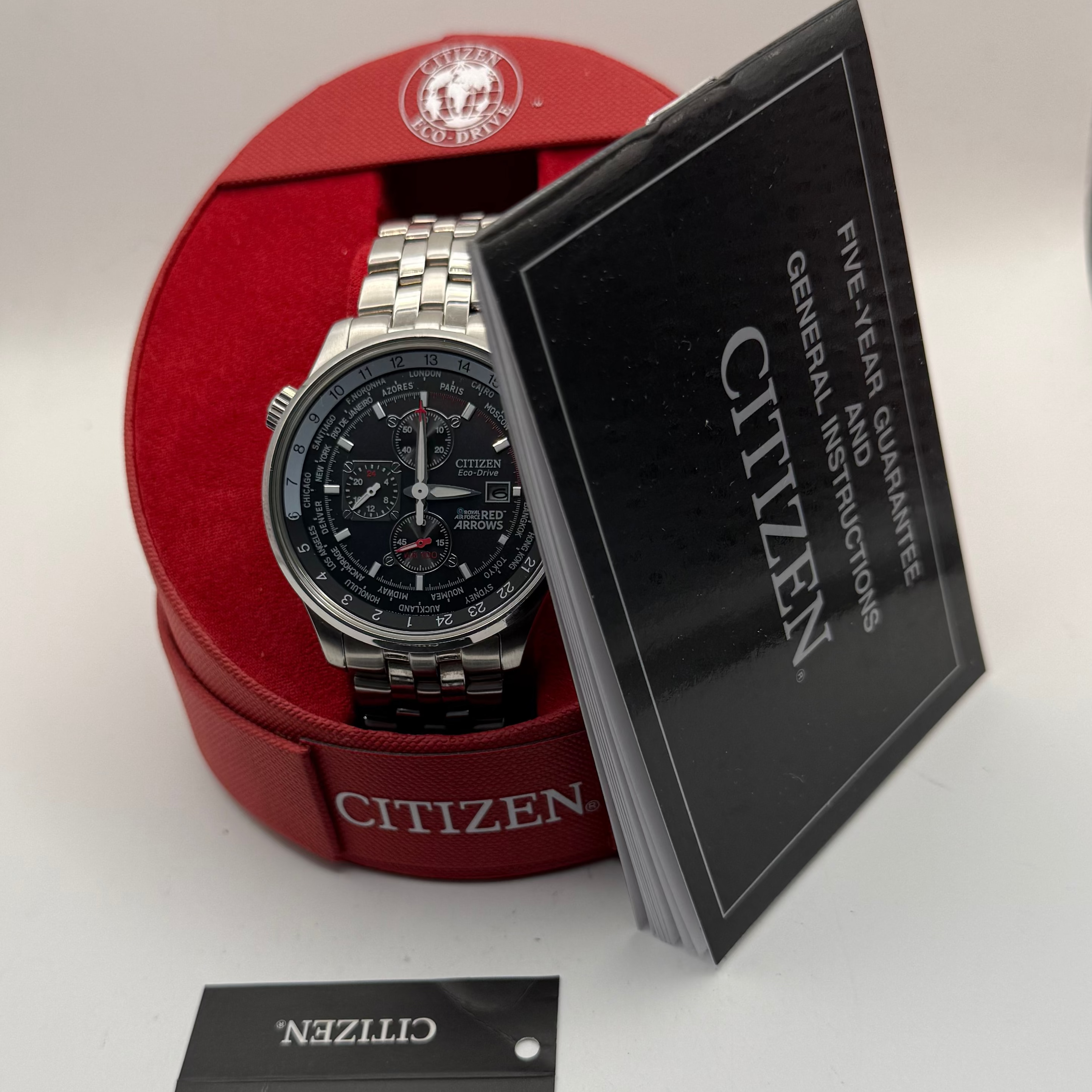 Citizen Eco-Drive Royal Air Force Red Arrows World Time Chronograph WR100 Full Set- £300.00