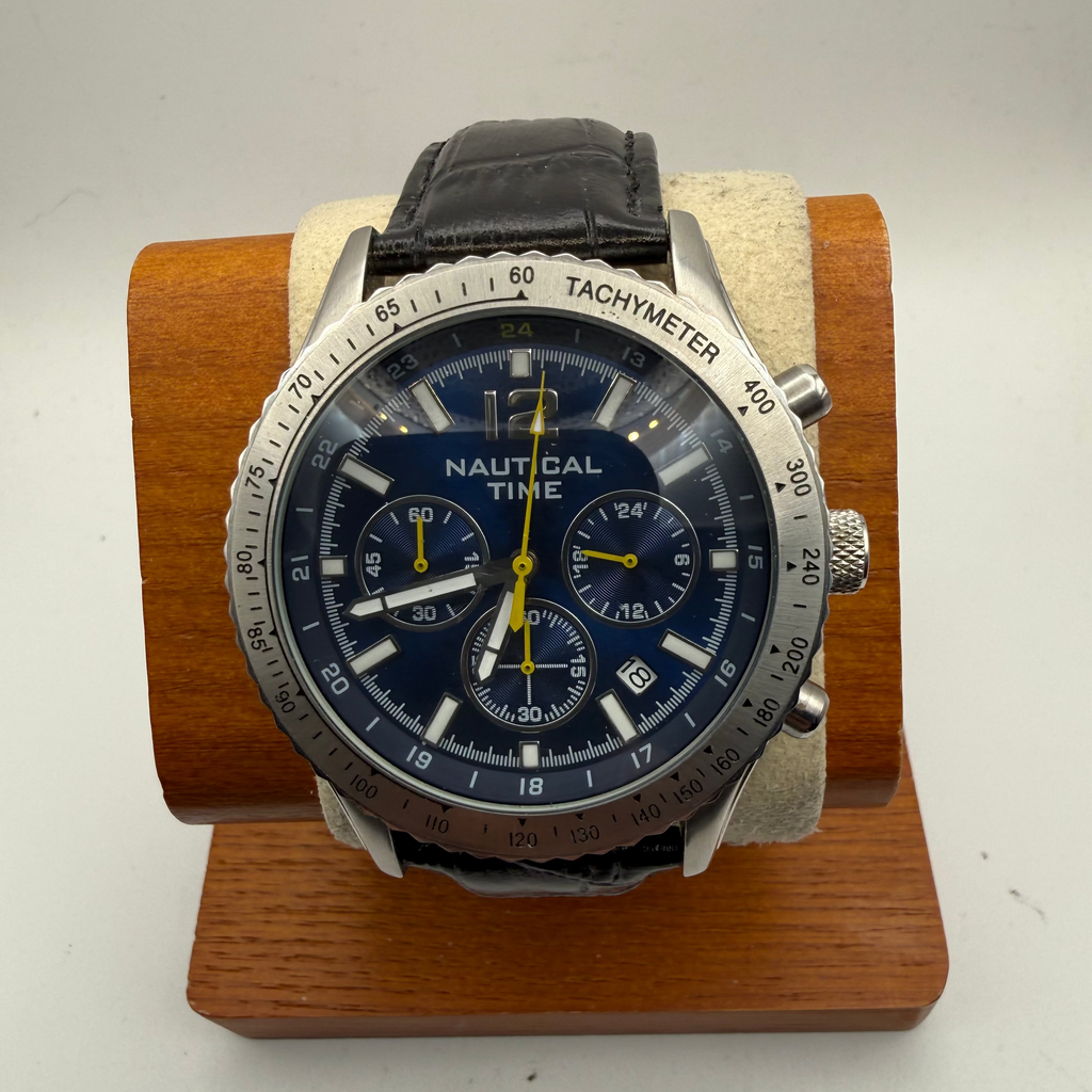 Nautical Time Chronograph Quartz 47.5mm Blue Dial Men’s Watch (Fully Tested and Working)- £70.00