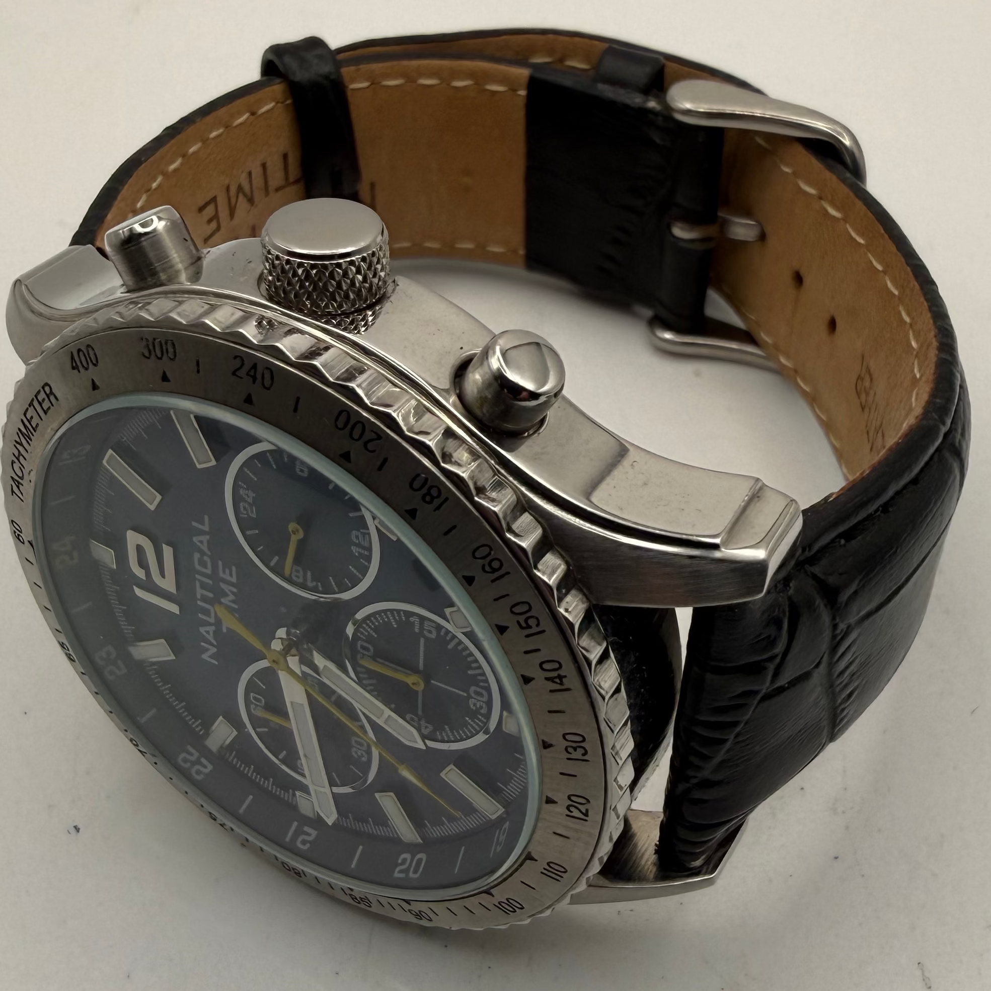 Nautical Time Chronograph Quartz 47.5mm Blue Dial Men’s Watch (Fully Tested and Working)- £70.00