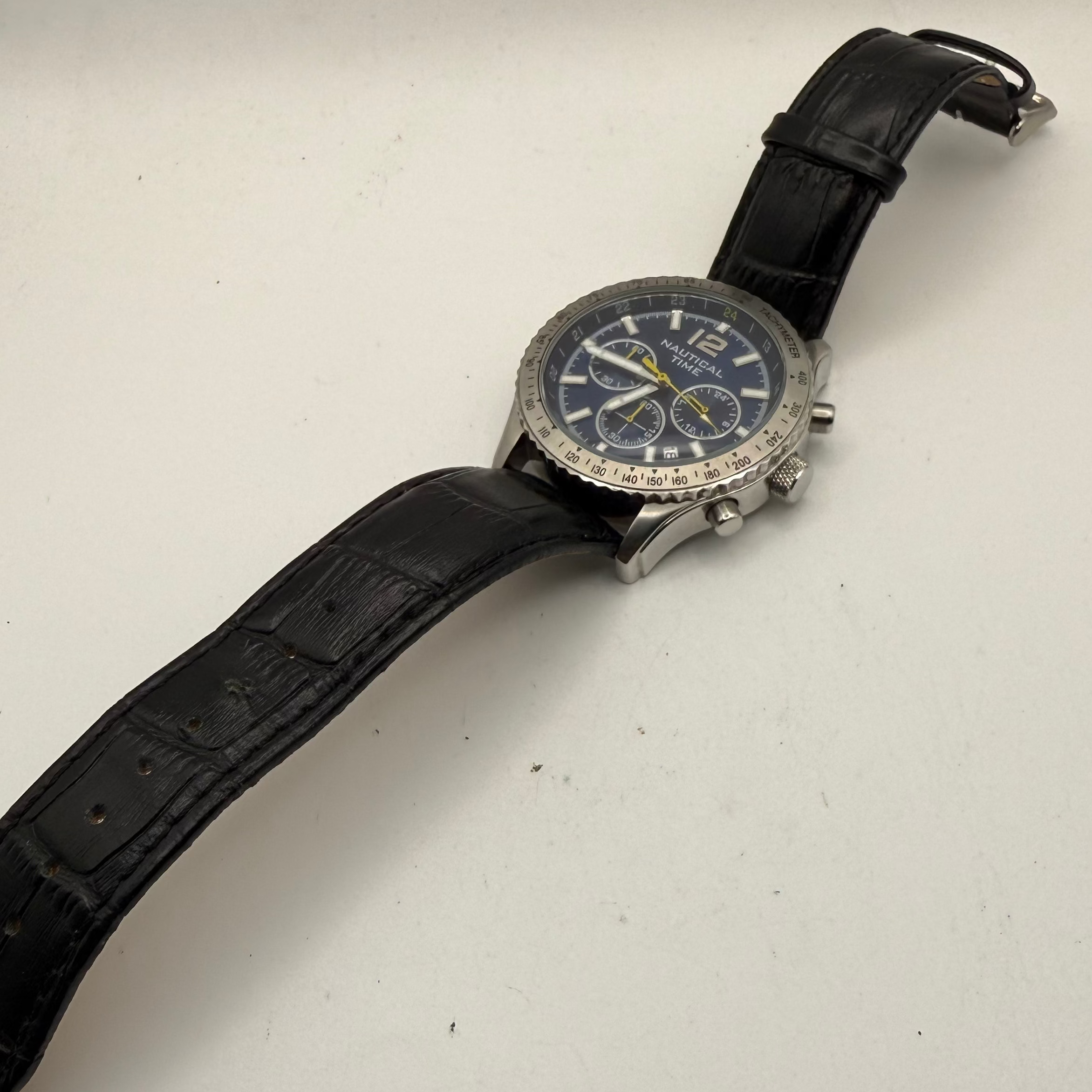 Nautical Time Chronograph Quartz 47.5mm Blue Dial Men’s Watch (Fully Tested and Working)- £70.00