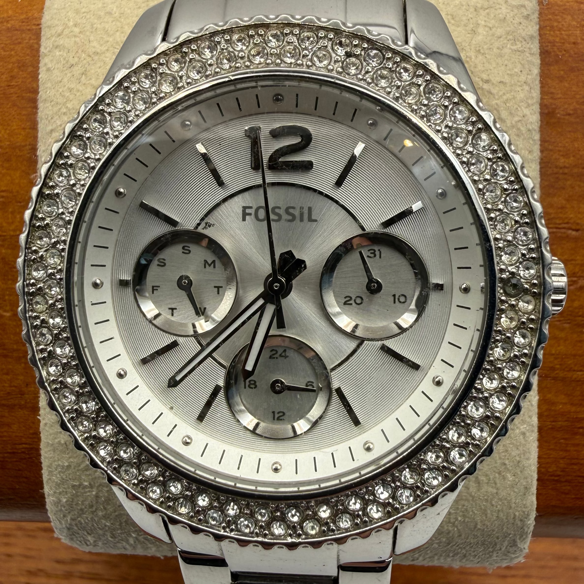 Fossil Ladies Crystal Bezel Multifunction Watch (Fully Tested and Working)- £40.00