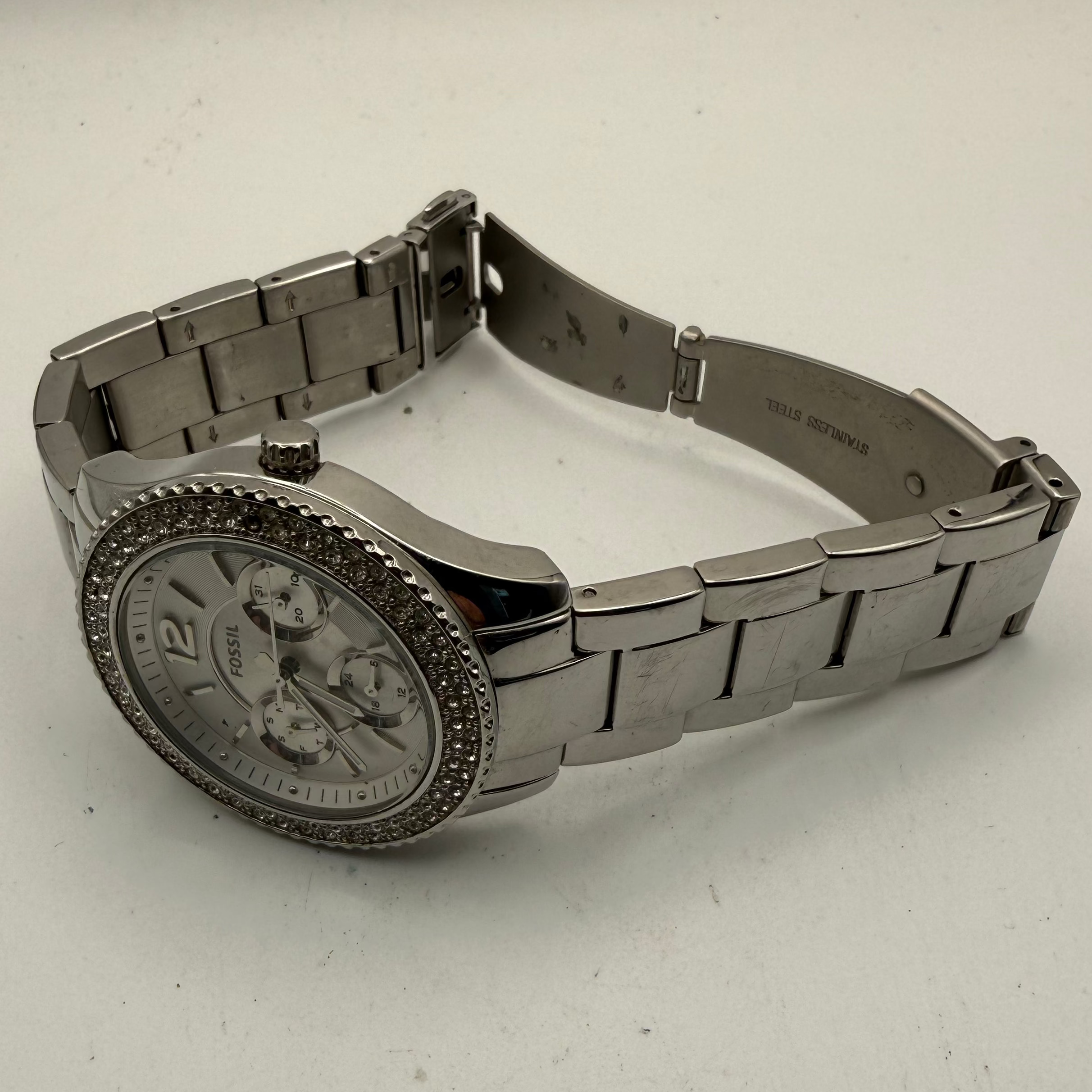 Fossil Ladies Crystal Bezel Multifunction Watch (Fully Tested and Working)- £40.00