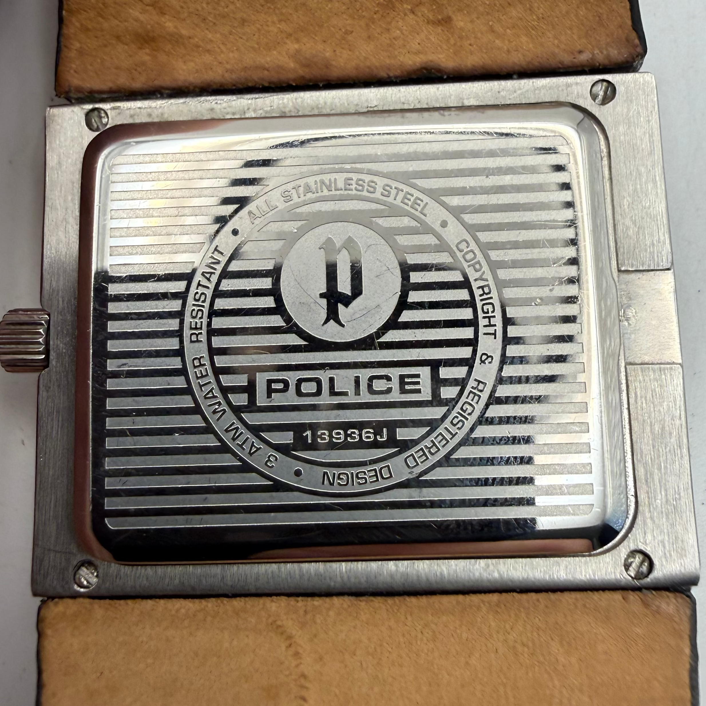 Police Oversize Rectangular Dress Watch Model 13936J (Fully Tested and Working)- £50.00
