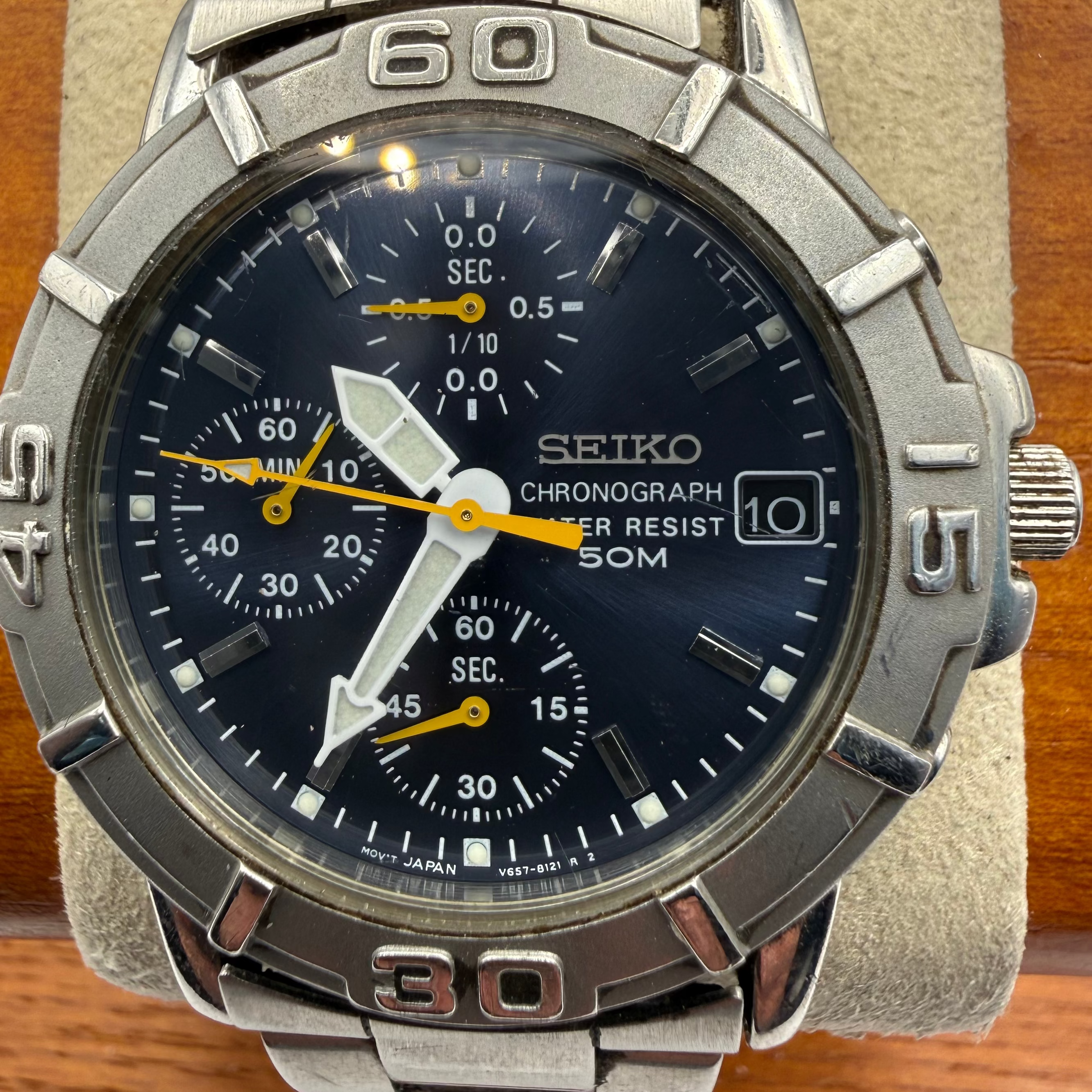 Seiko V657-8120 Chronograph Blue Dial 50M – June 2001 Manufacture – Fully Serviced- £170.00