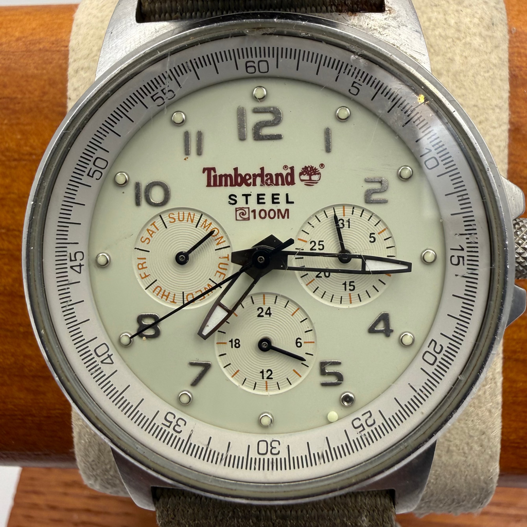Timberland Steel 100M Multi Dial Mens Watch – Oversized Canvas Strap Adventure Watch- £70.00