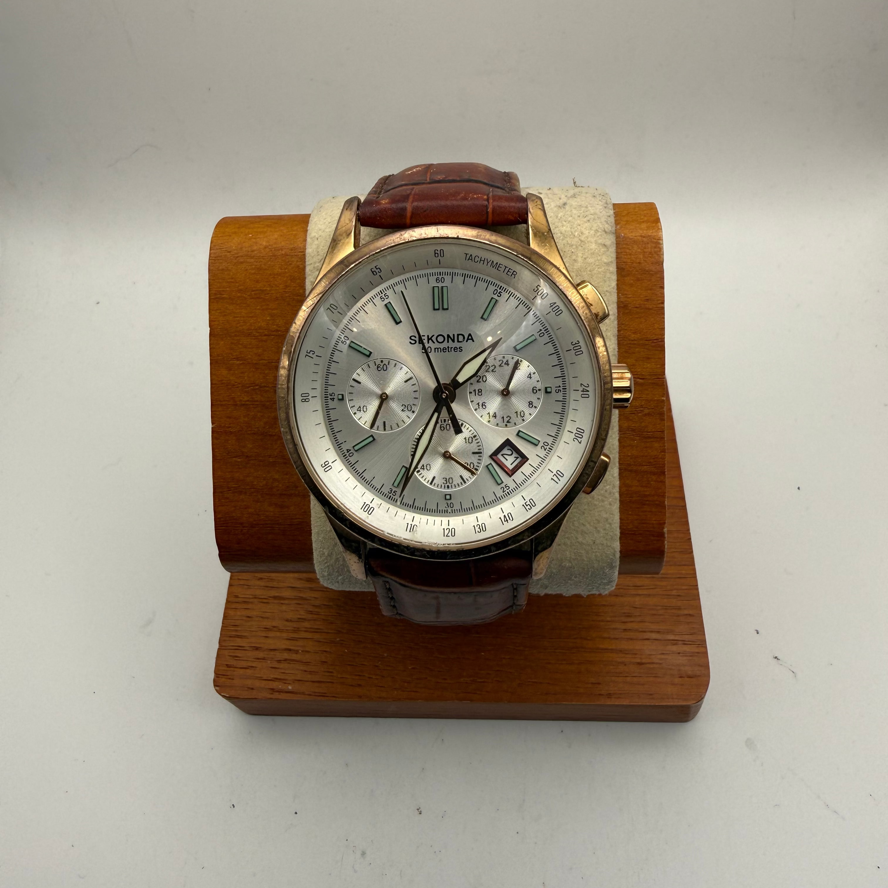 Sekonda Chronograph Tachymeter 50 Metres Rose Gold Tone 45.5mm- £50.00