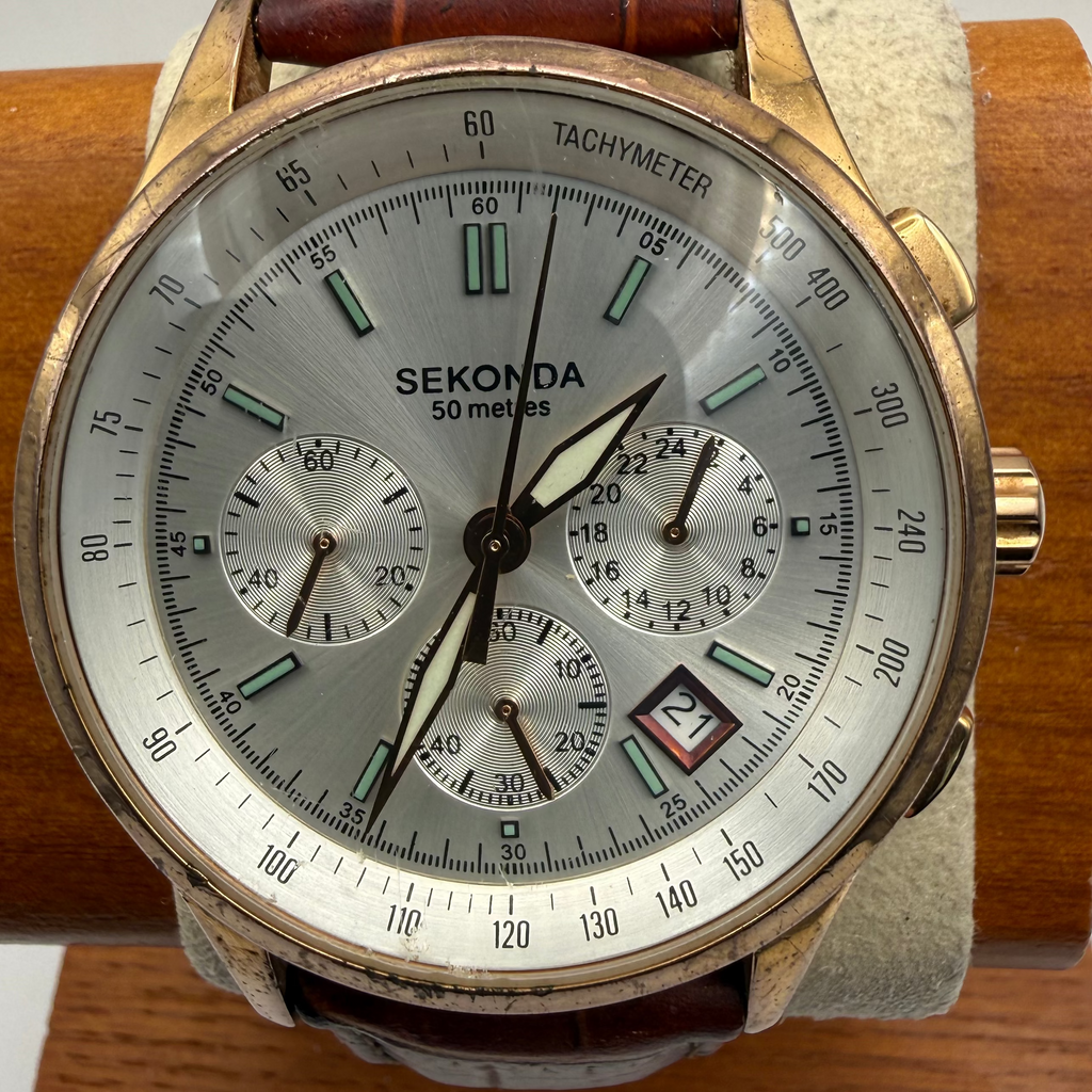 Sekonda Chronograph Tachymeter 50 Metres Rose Gold Tone 45.5mm- £50.00