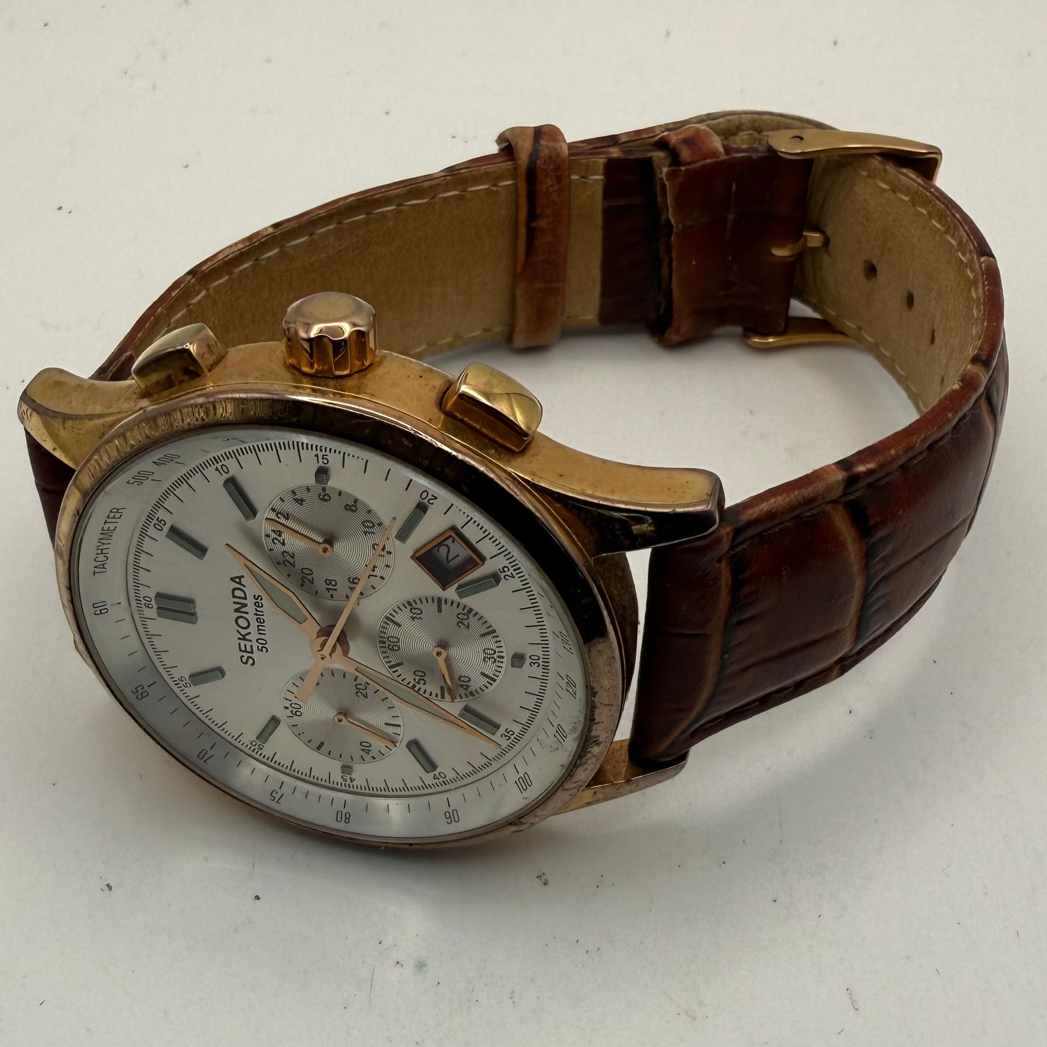 Sekonda Chronograph Tachymeter 50 Metres Rose Gold Tone 45.5mm- £50.00